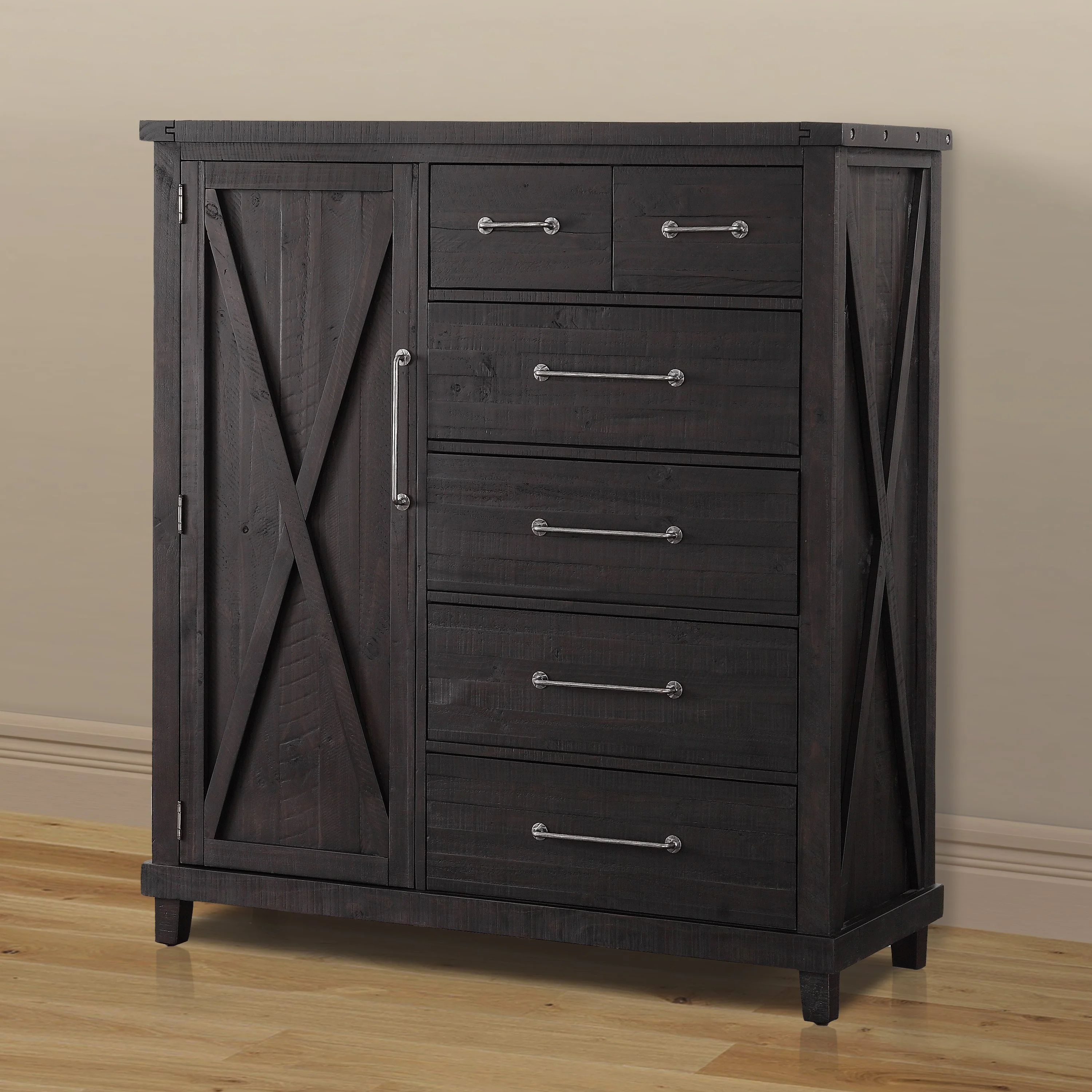 Yanez Industrial Gentleman's Chest in Charcoal - Solid Wood