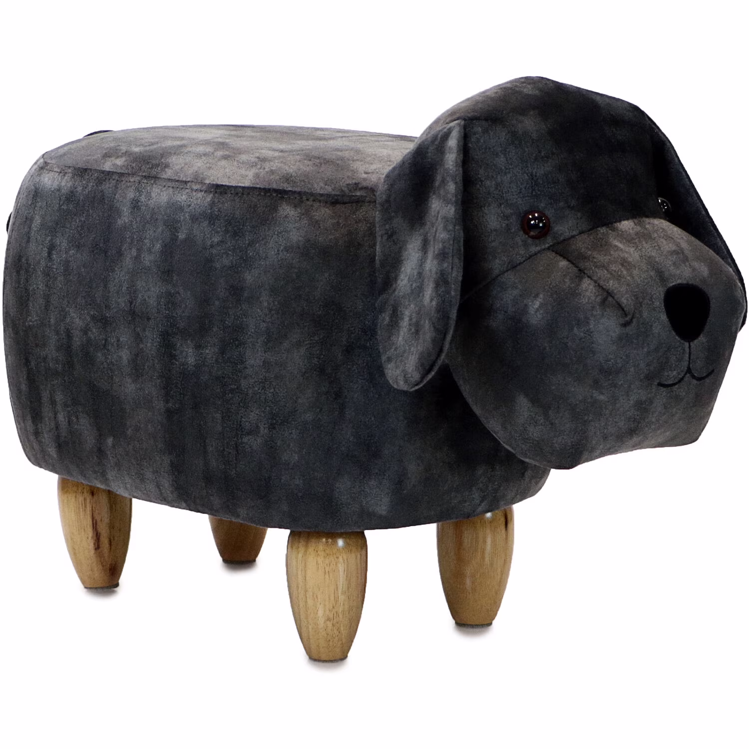 Critter Sitters 14-In. Seat Height Polyester Blend Dark Gray Dog Animal Shape Ottoman