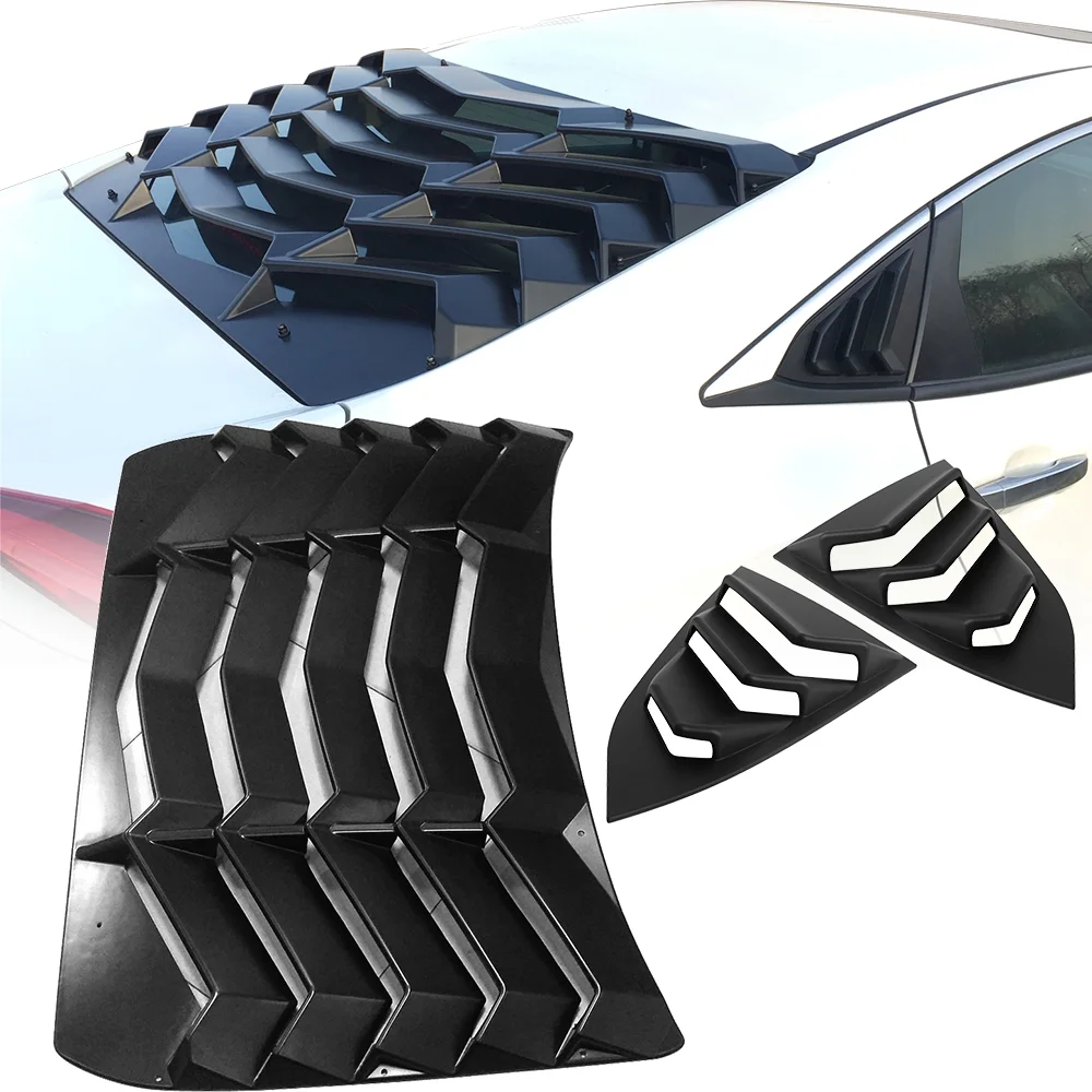 Ikon Motorsports Compatible with 16-21 Honda Civic Sedan Rear Window Louver Side Quarter Scoop