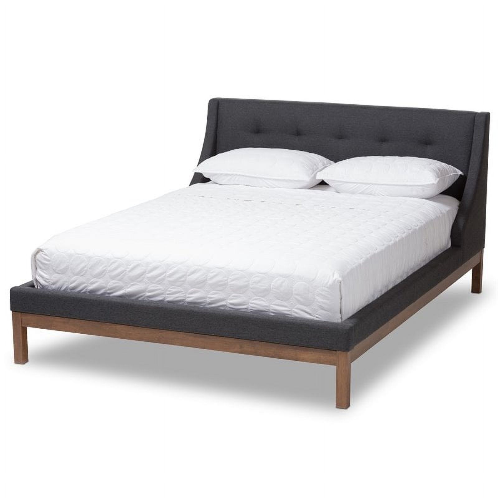 Baxton Studio Louvain Contemporary Upholstered Platform Bed, Queen, Dark Grey/Brown