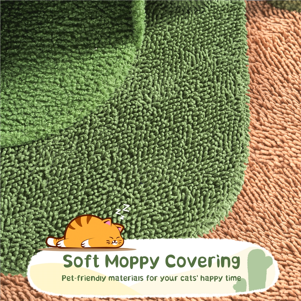 Yaheetech 52.5''H Cactus Cat Tree Condo,Green/Brown