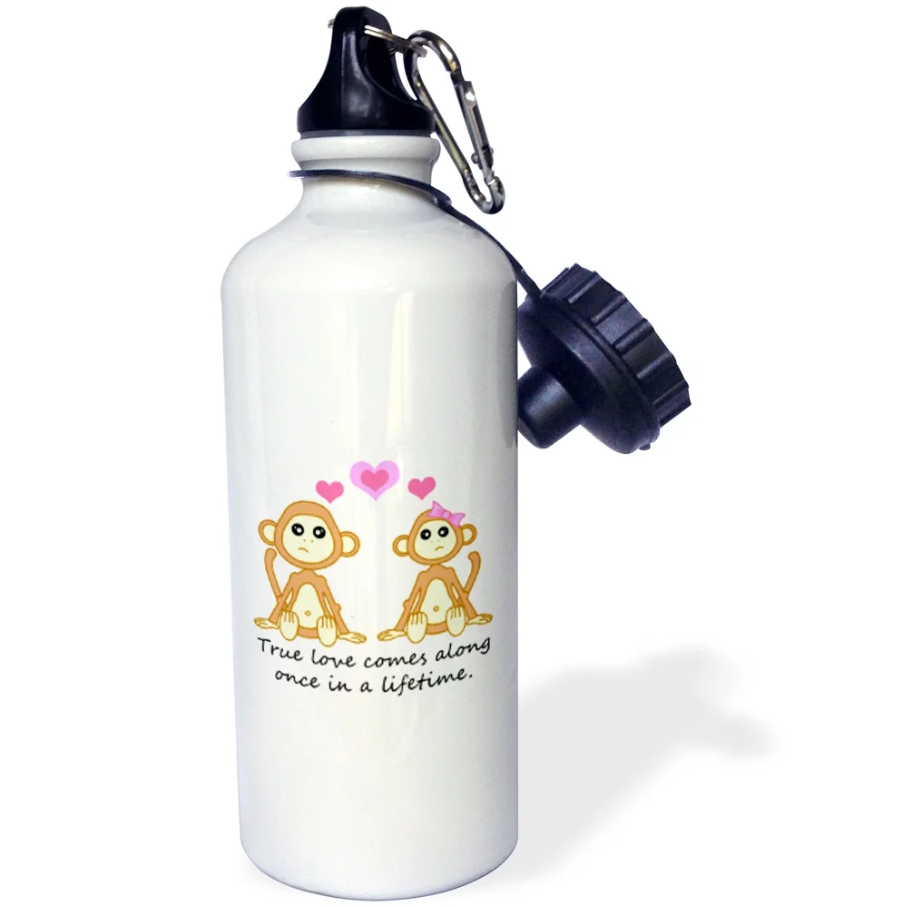 True Love Comes Along Once in a Lifetime – Cute Monkey Love Design 21 oz Sports Water Bottle wb-6288-1