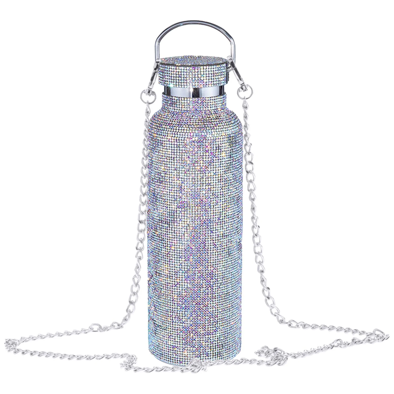 2Pcs Diamond Vacuum Cup 500ml/17oz Bling Rhinestone Drinking