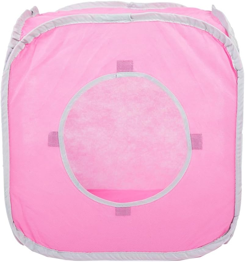 Citmage Cat Cube Pop Up Non-Woven Fabric Play Tent Toy with Hook and Loop,3 Peek Holes Collapsible,Lightweight,Provide Exercise Game for Cats,Kitties,Puppies (Pink)