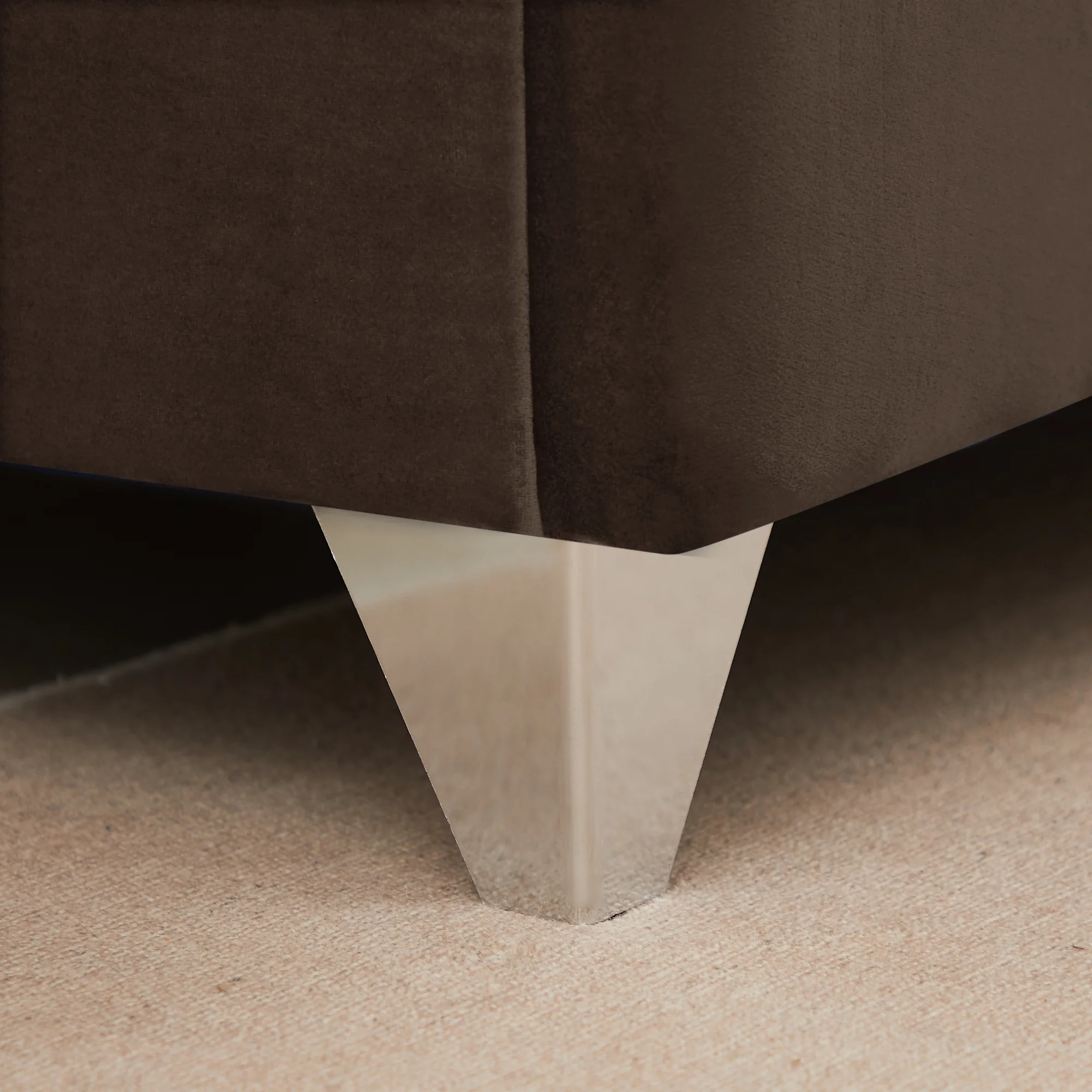 B108 King bed with one nightstand, Beautiful line stripe cushion headboard , strong wooden slats + metal legs with Electroplate