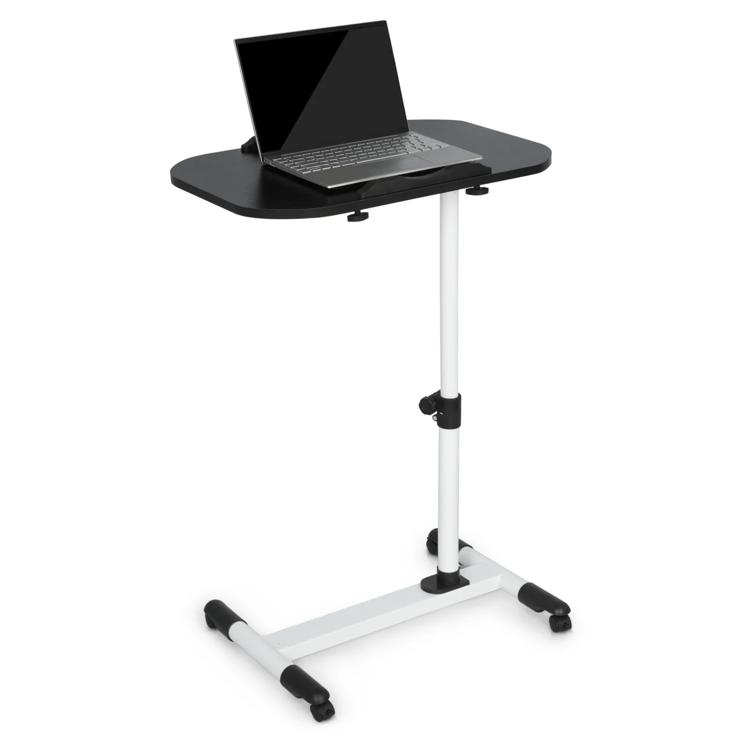Magshion Workstation, Height Adjustable Computer Desk, Drafting Table Rolling Cart with Casters for Home Office, White