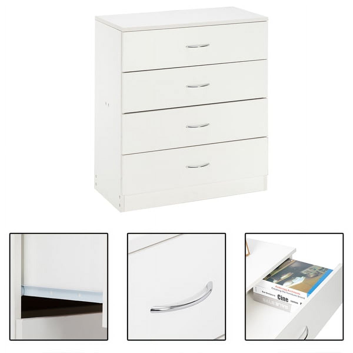 Arturesthome MDF Wood Simple 4-Drawer Dresser White