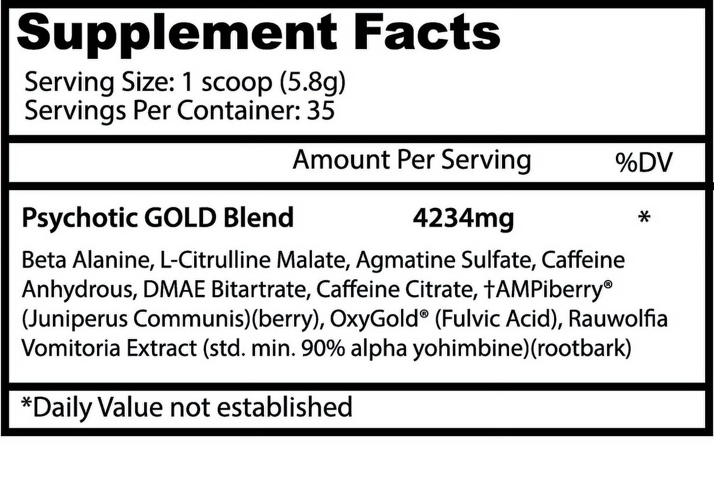 Psychotic Gold Pre Workout - Fruit Punch - 35 Servings - Insane Labz