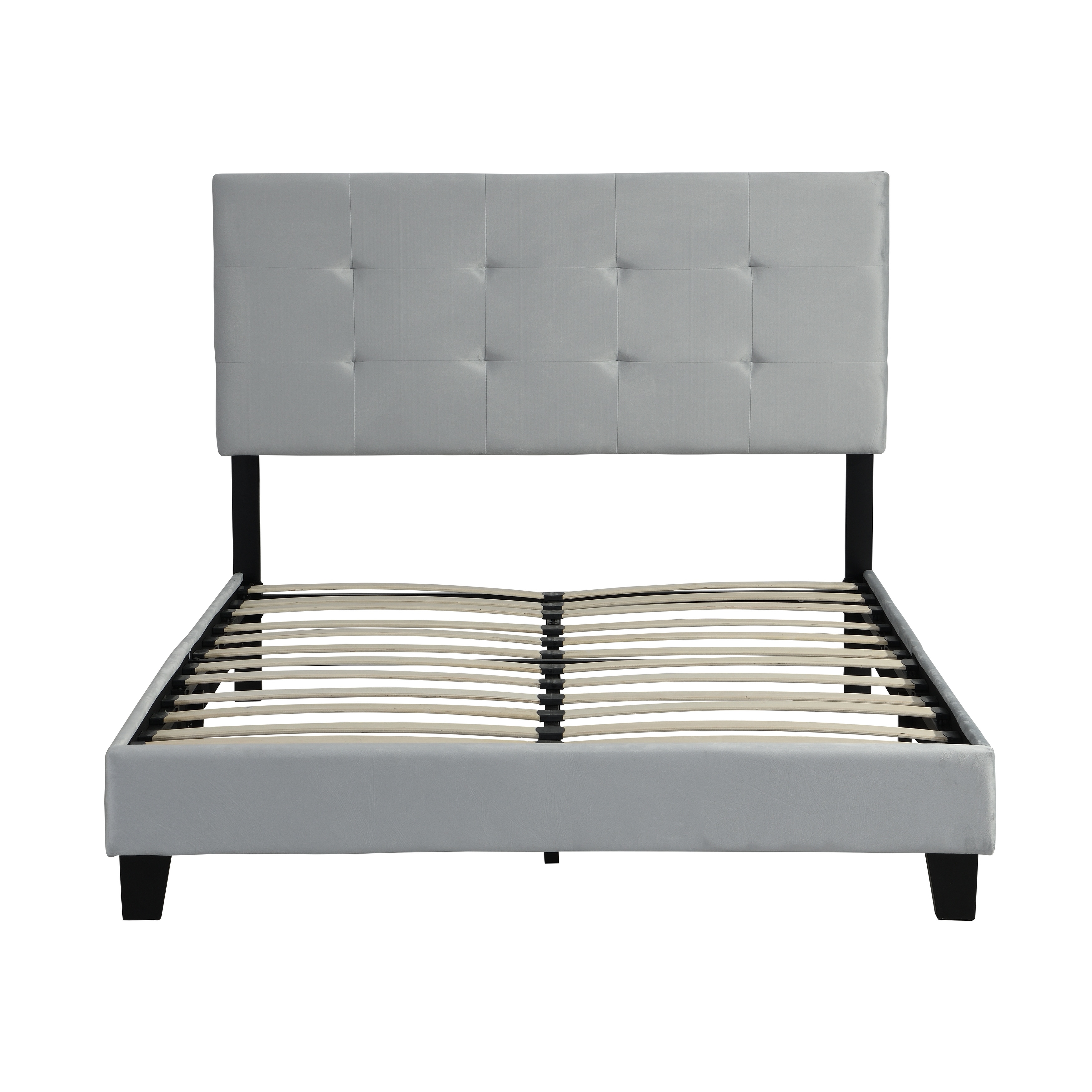 Modern Upholstered Platform Bed Frame with Tufted Headboard, Full Size Queen