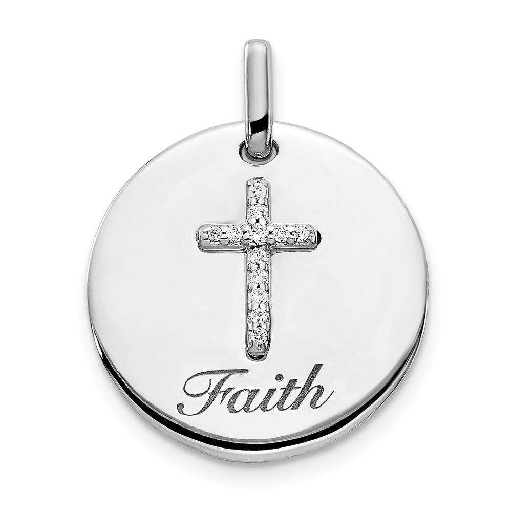 14k White Gold Diamond Cross Faith Pendant QPM4354-005-WA