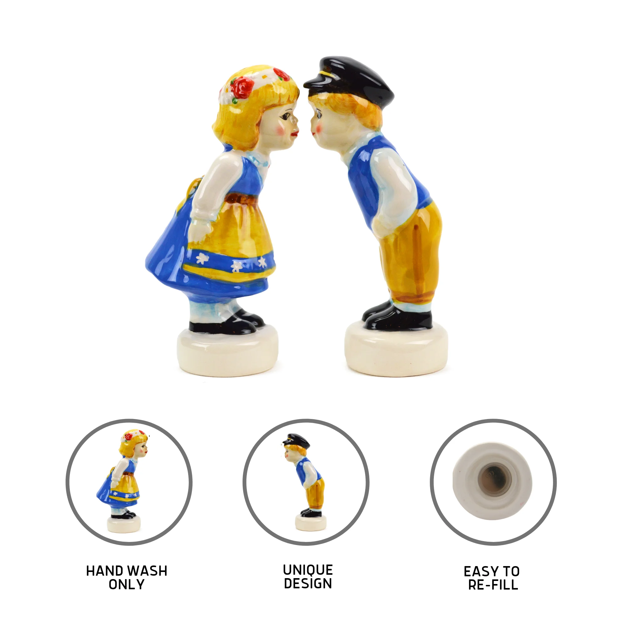 Oktoberfest Haus Multicolor Ceramic Standing Swedish Boy & Girl Salt and Pepper Set