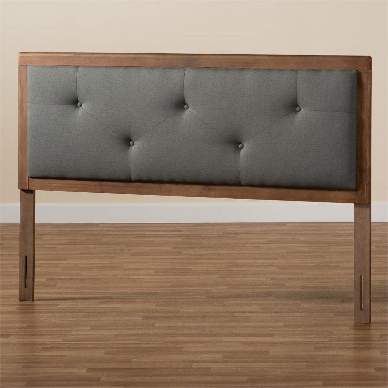 Bowery Hill Dark Gray and Walnut Brown Finished Wood King Size Headboard