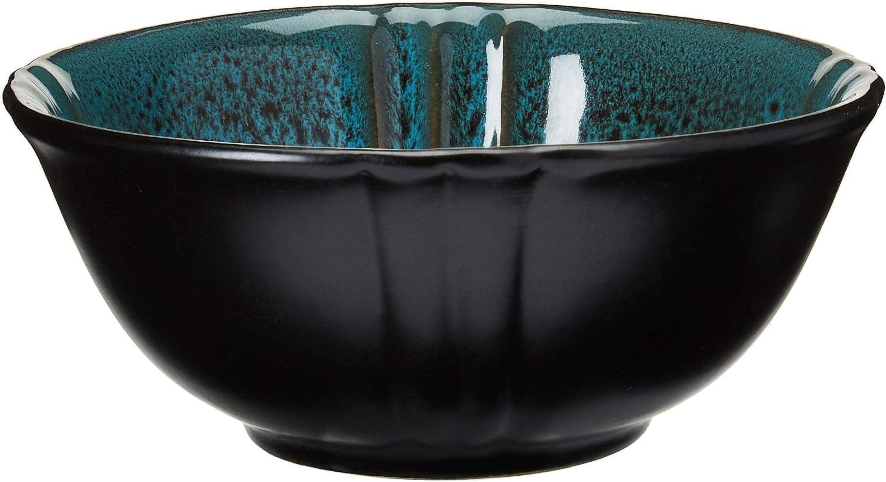 Stoneware Round Oval Dinnerware Dish Set, Ocean Blue