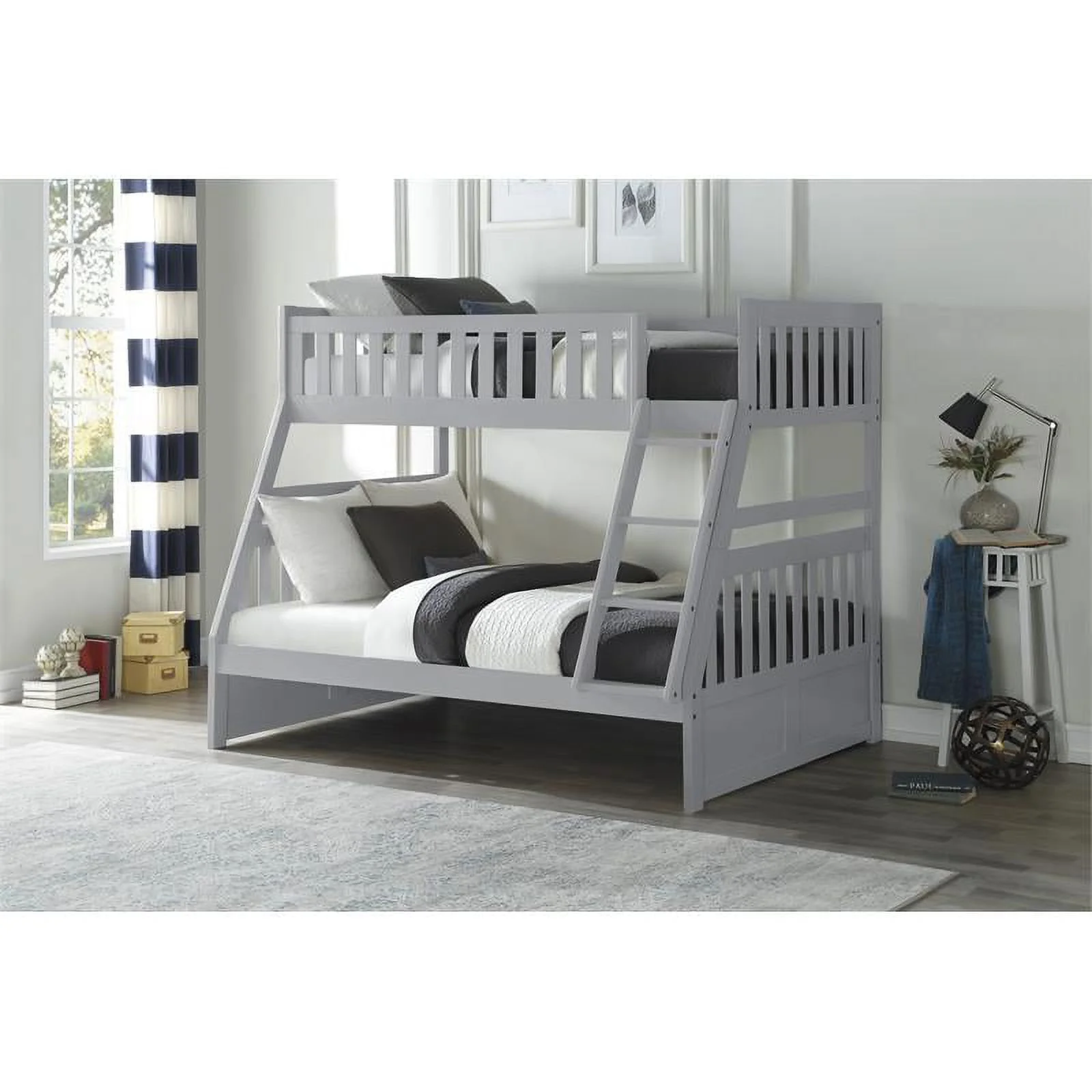 Lexicon Orion Transitional Wood Twin over Full Bunk Bed in Gray