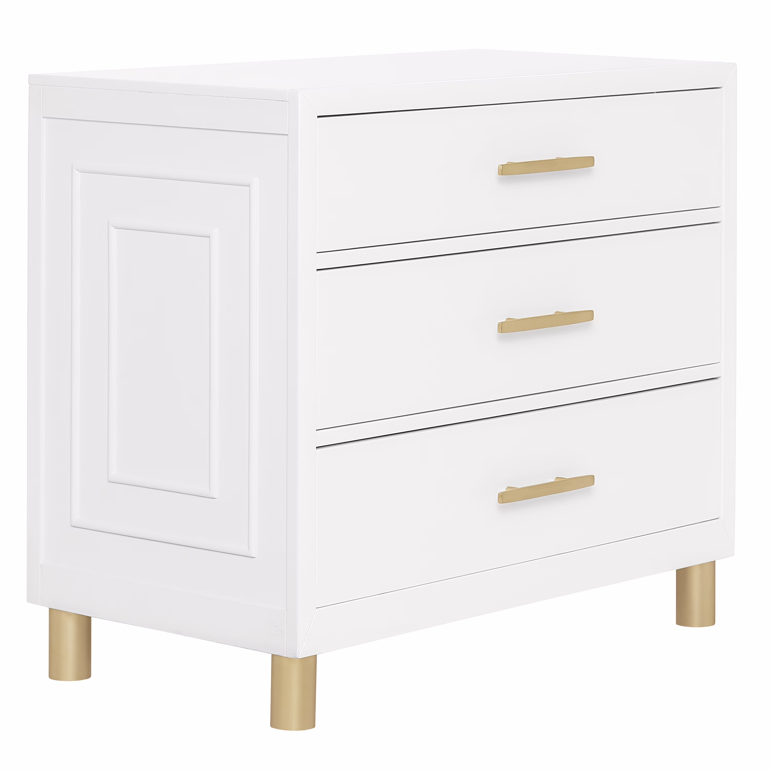 Evolur Art Deco Double Dresser Loft 3 Drawer Chest, White