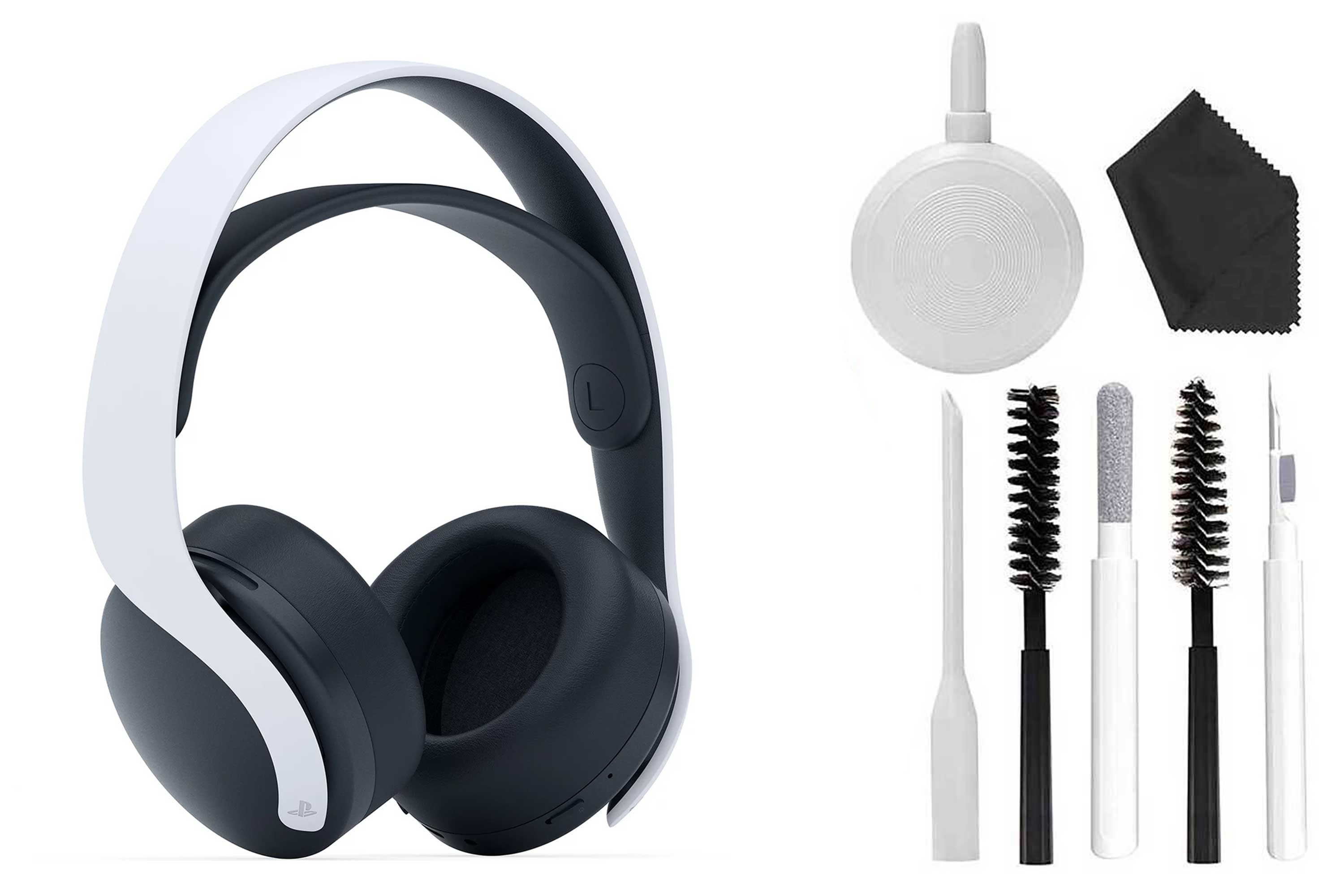 Play Station Pulse 3D Wireless White Headset with Cleaning Kit Like New