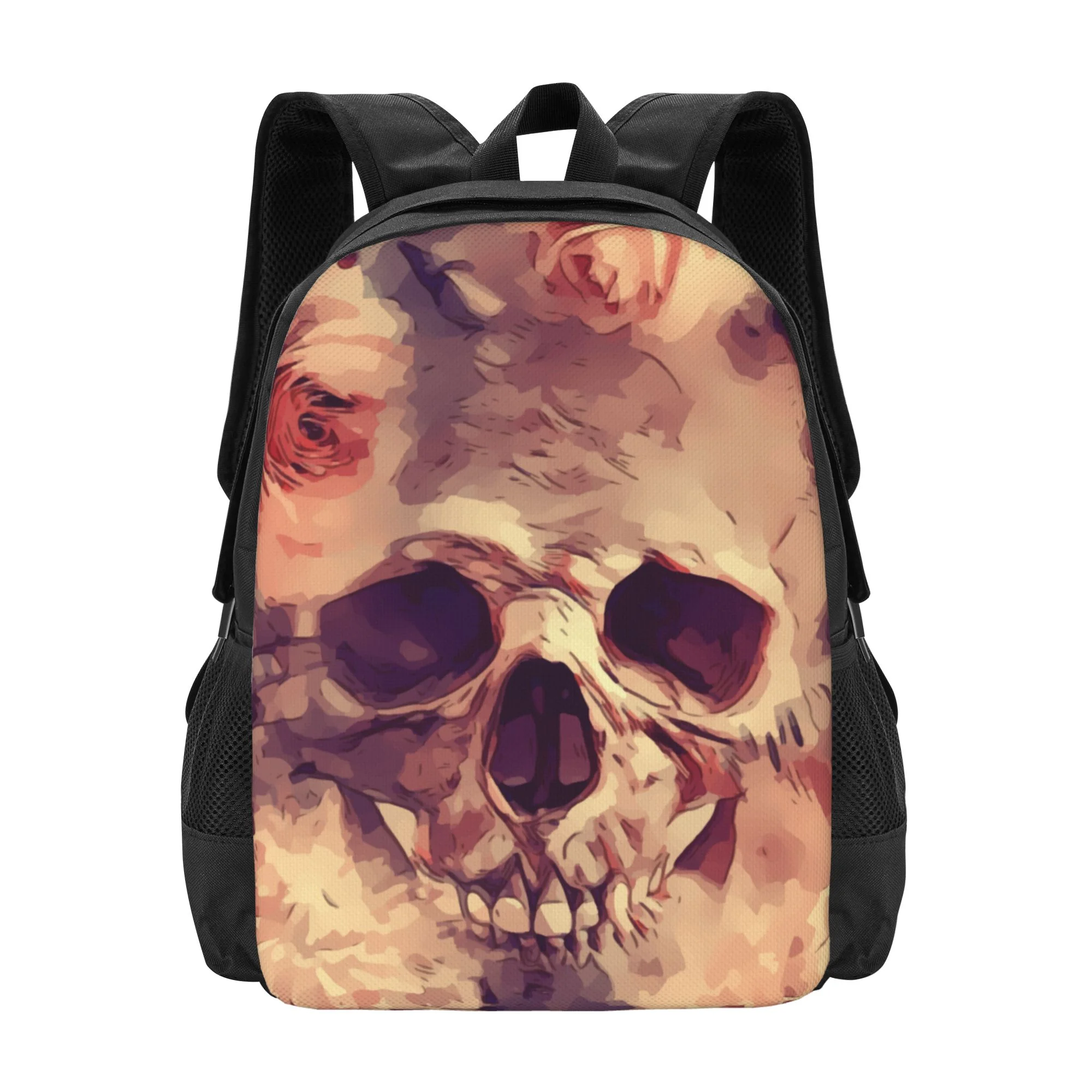 DouZhe Lightweight Backpack, Travel Outdoor Hiking Bag School Bookbag Casual Daypack Day Of The Dead Skull Flowers Prints Backpacks for Women Men