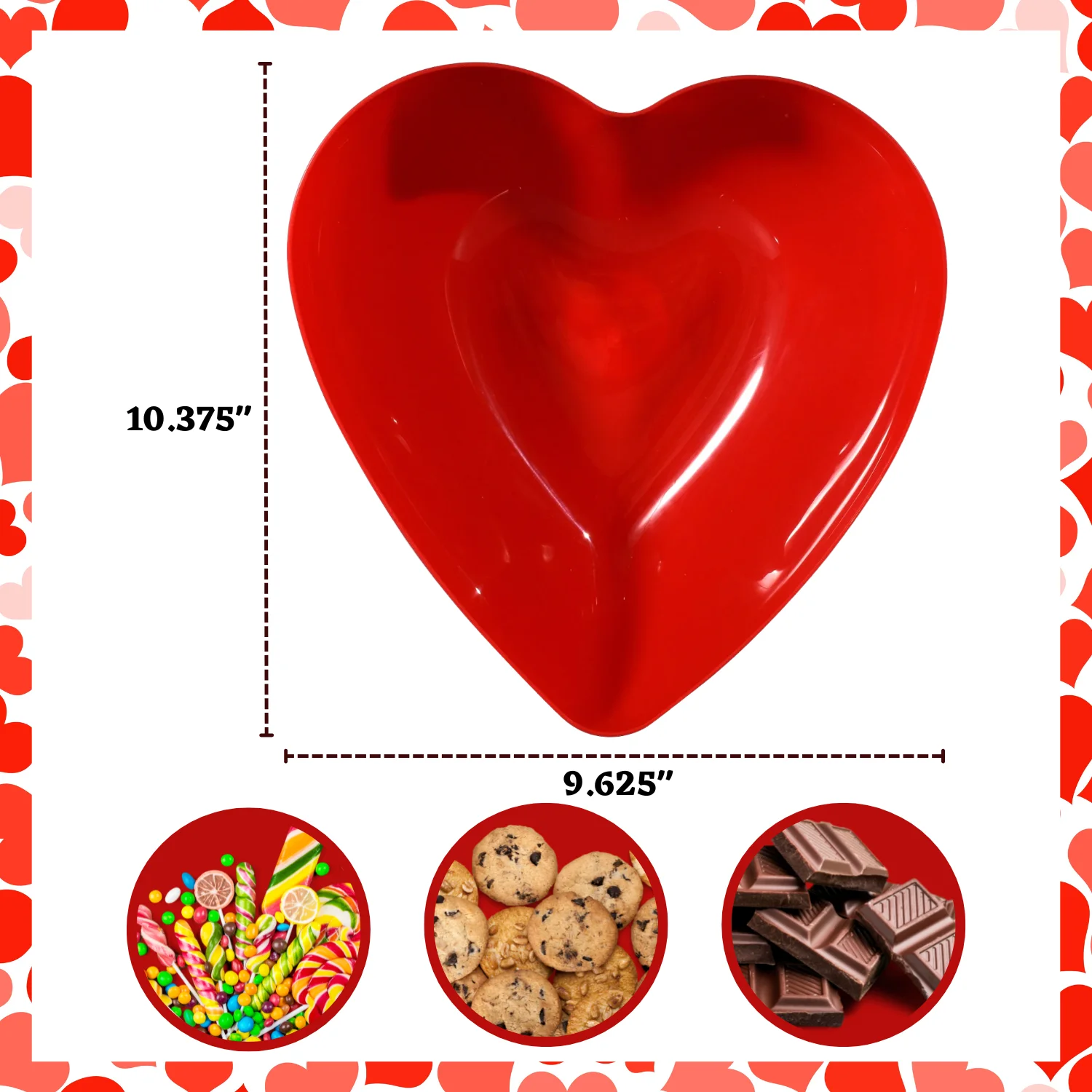 Red Plastic Valentine Heart Shaped Deep Bowl Home Kitchen Party Favor Serving Candies Cookies Chips Salad Dessert Food Side Dish Snack Fruit Bowl Valentines Day Tableware Gift Decoration Set of 2