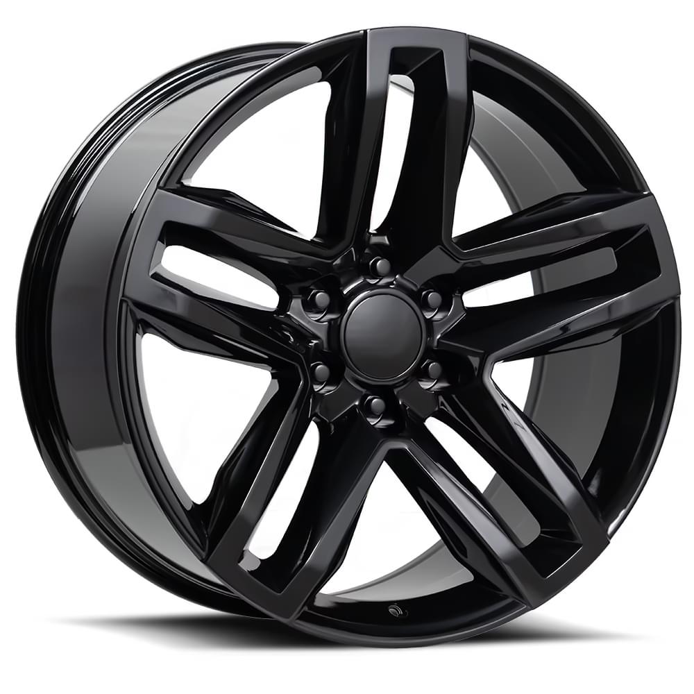 20X9 6X5.5 +15 HB 78.1 Z71 SPLIT 5 SPOKE GLOSS BLACK WITH CAP Wheel Rim