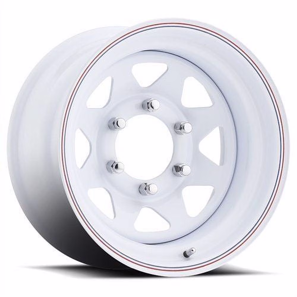 16x8 Allied 80 Series 8 Spoke White Steel Wheel 8x6.5 (0mm)