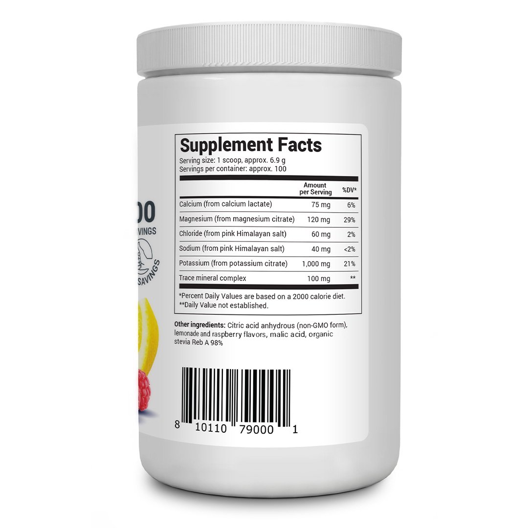 Dr. Berg Electrolyte Powder - Raspberry & Lemon Hydration Powder, 100 Servings