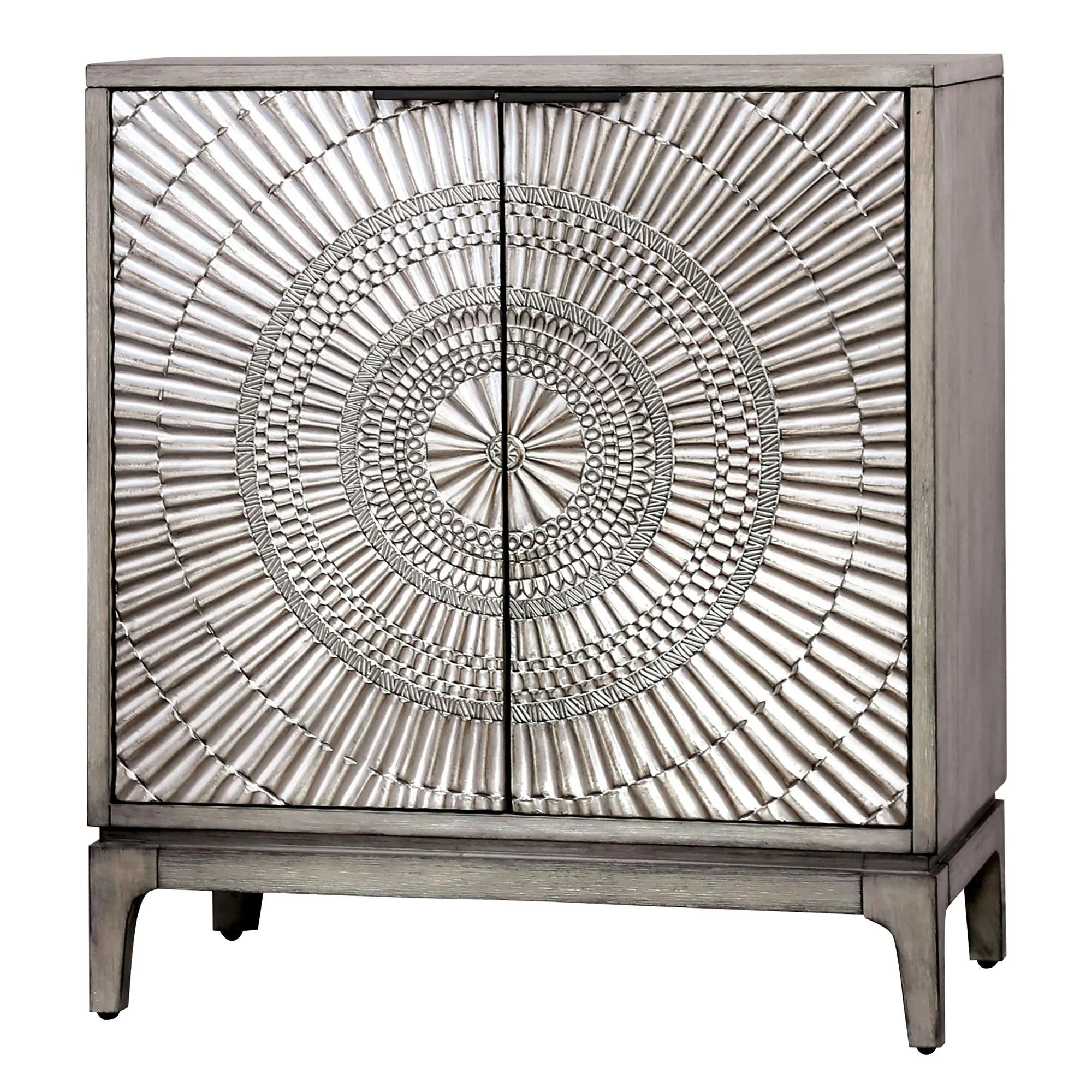 Transitional Antique Gray Solid Wood King Bedroom Set 5pcs FOA CM7521 Kamalah