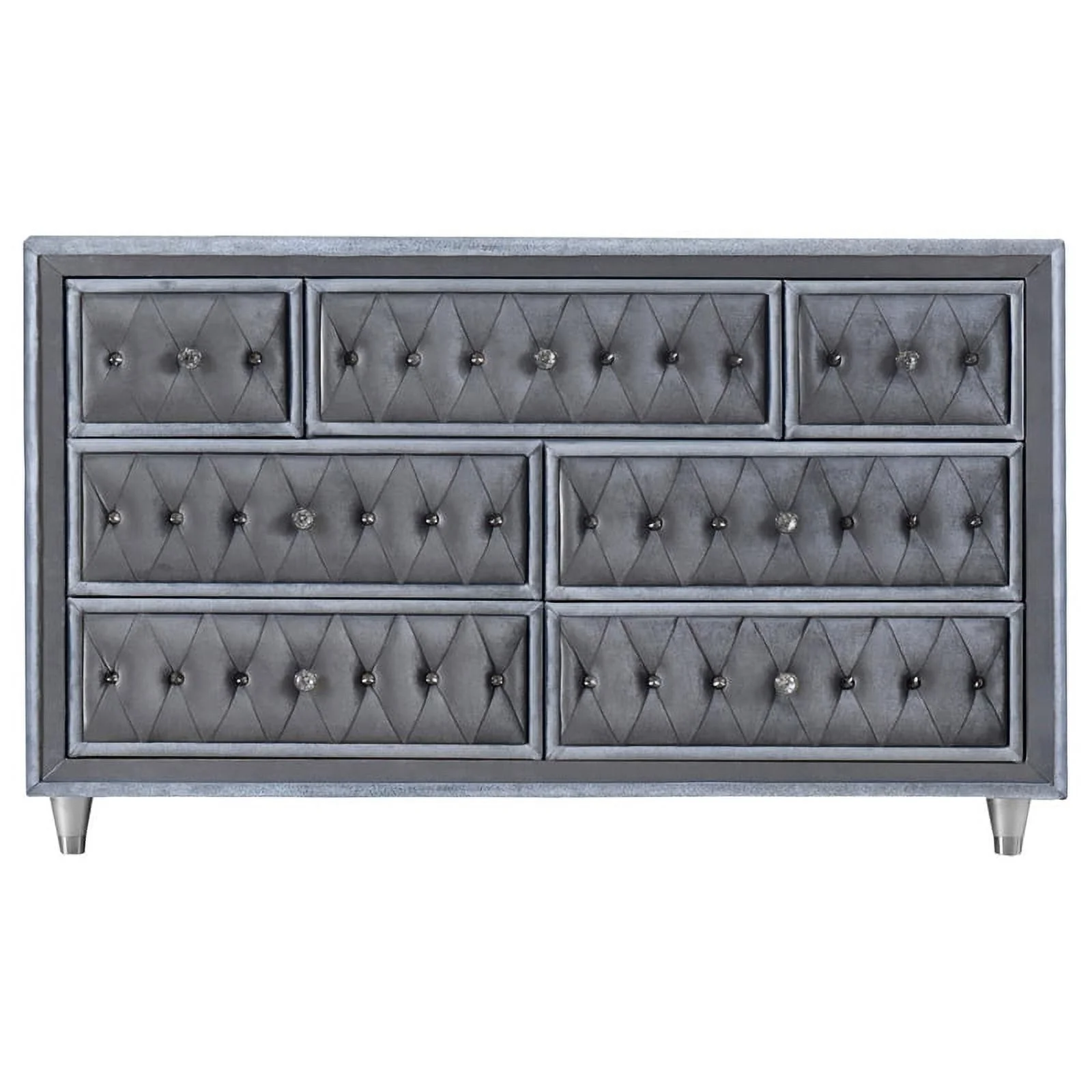 Maklaine 4-Piece Velvet Upholstered Eastern King Bedroom Set in Gray