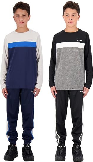Hind Boys 4-Piece Active Long Sleeve T-Shirt and Jogger Sweatpant Set, Size 5-12