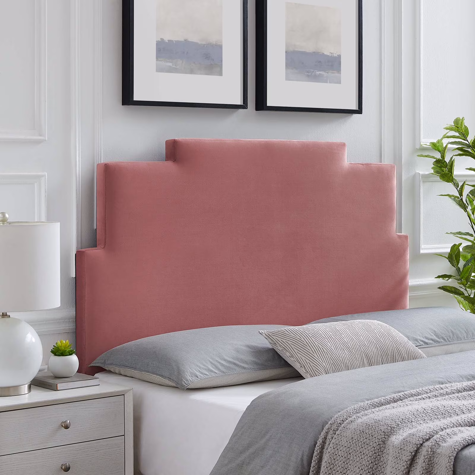 Modway Kasia Performance Velvet Twin Headboard in Dusty Rose