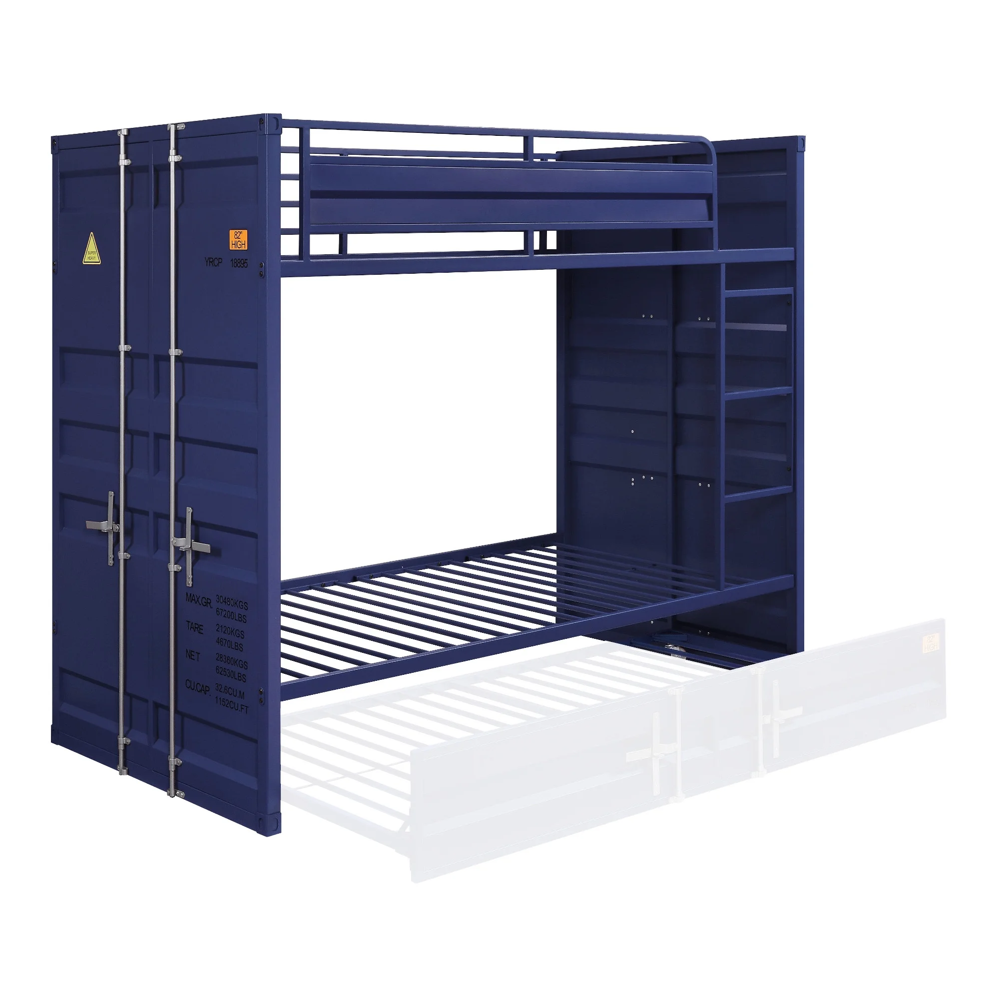 Acme Cargo Metal Frame Twin over Twin Bunk Bed, Multiple Colors