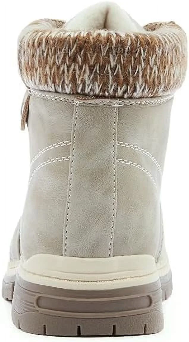 ANJOUFEMME Casual Winter Hiking Boots For Women - Womens Outdoor Snow Ankle Boots Waterproof Lightweight Fur Lined Lace up Walking Hiking Shoes