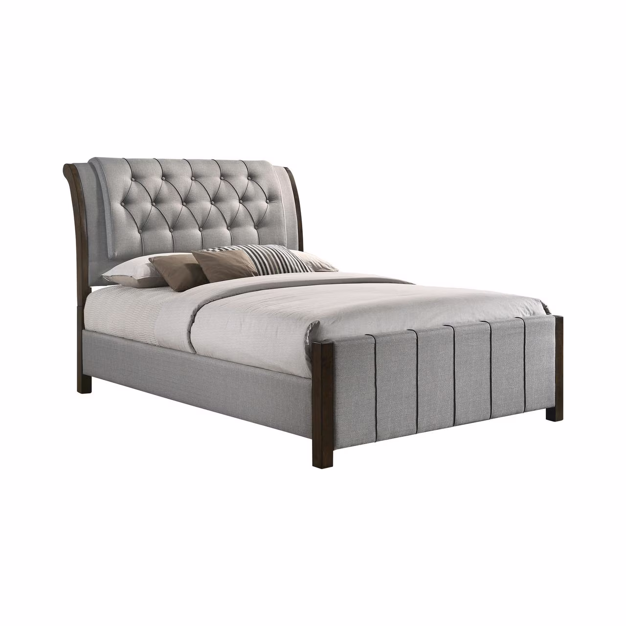 Lohrville Full Button Tufted Upholstered Bed Grey