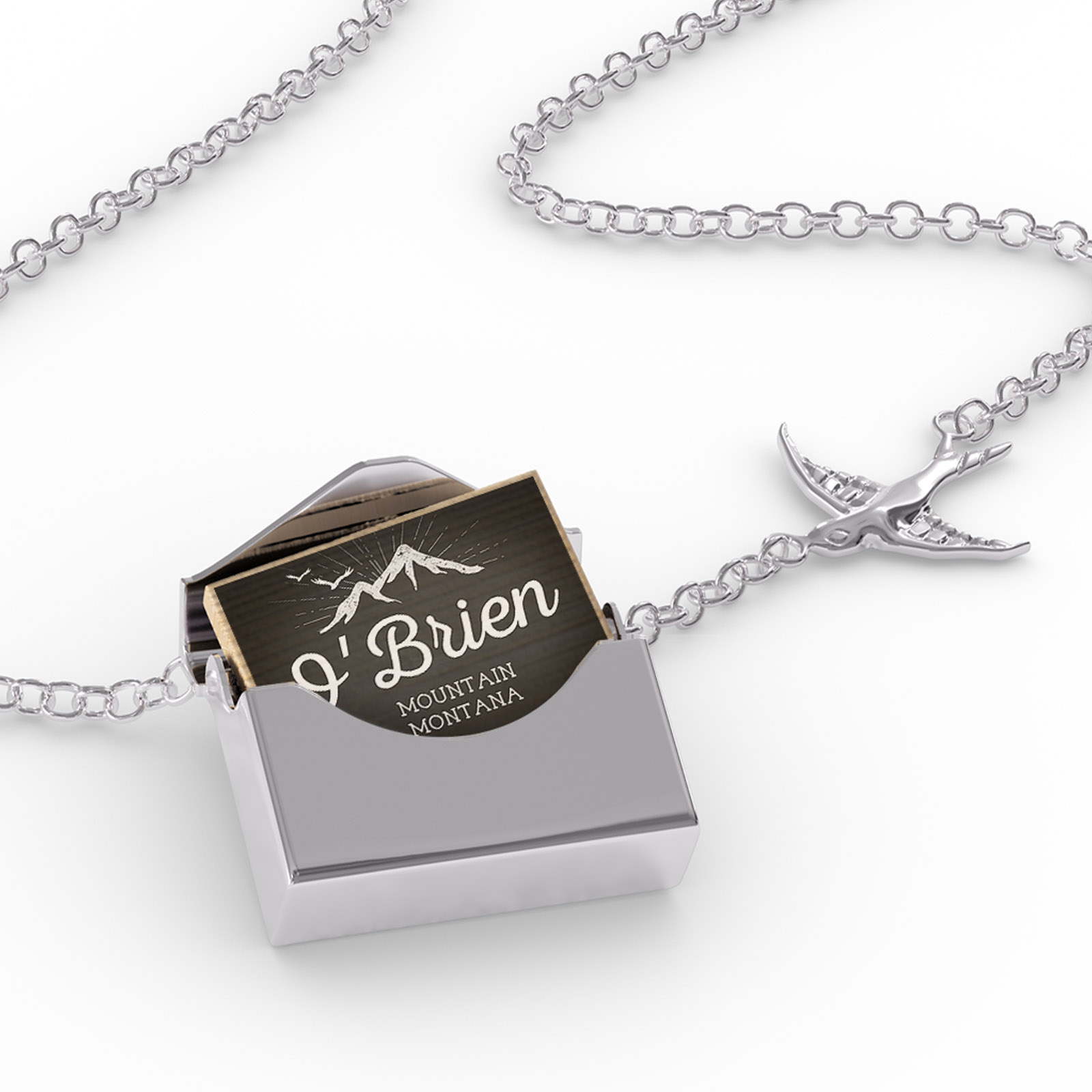 Locket Necklace Mountains chalkboard O'Brien Mountain - Montana in a silver Envelope Neonblond