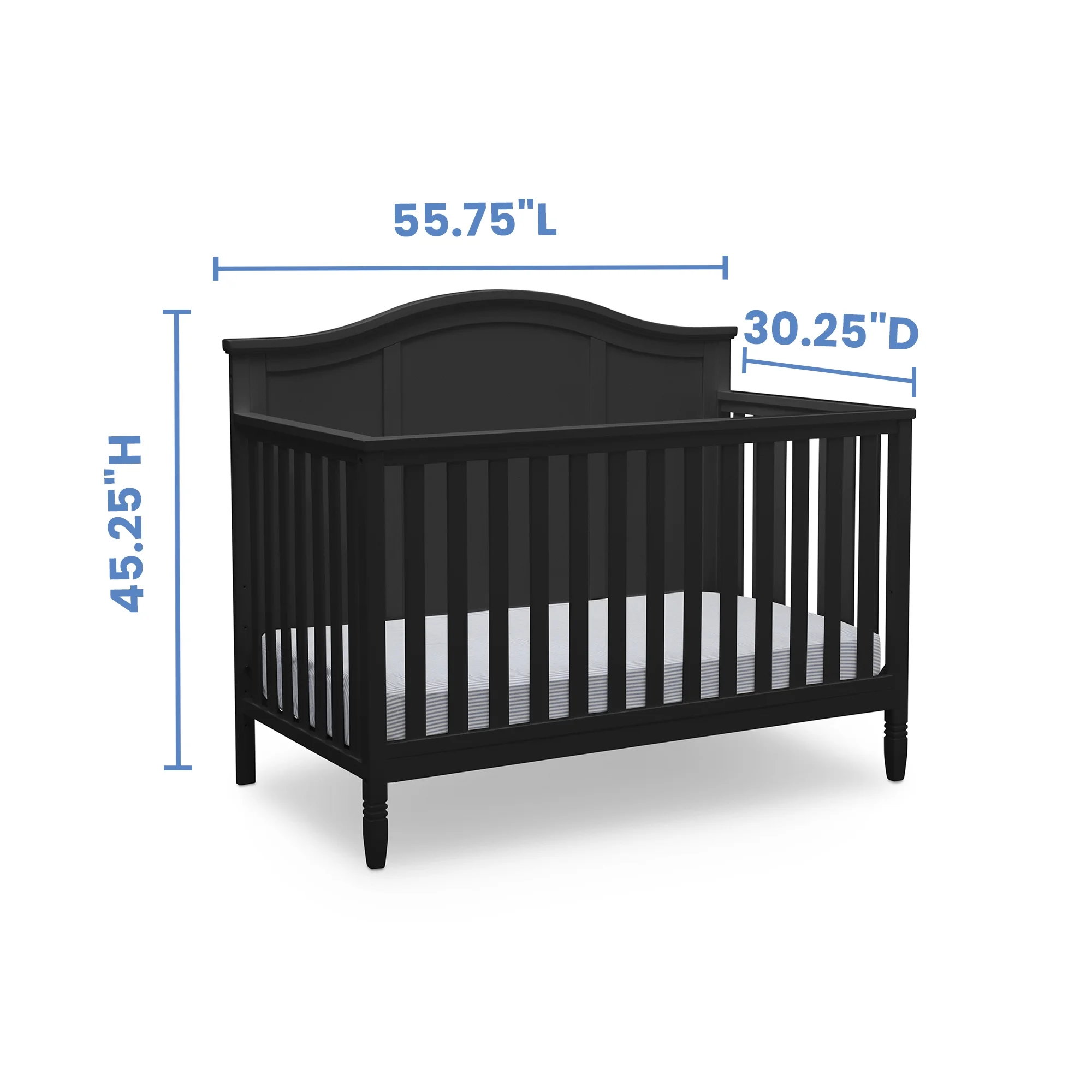 Delta Children Madrid 5-in-1 Convertible Baby Crib, Black