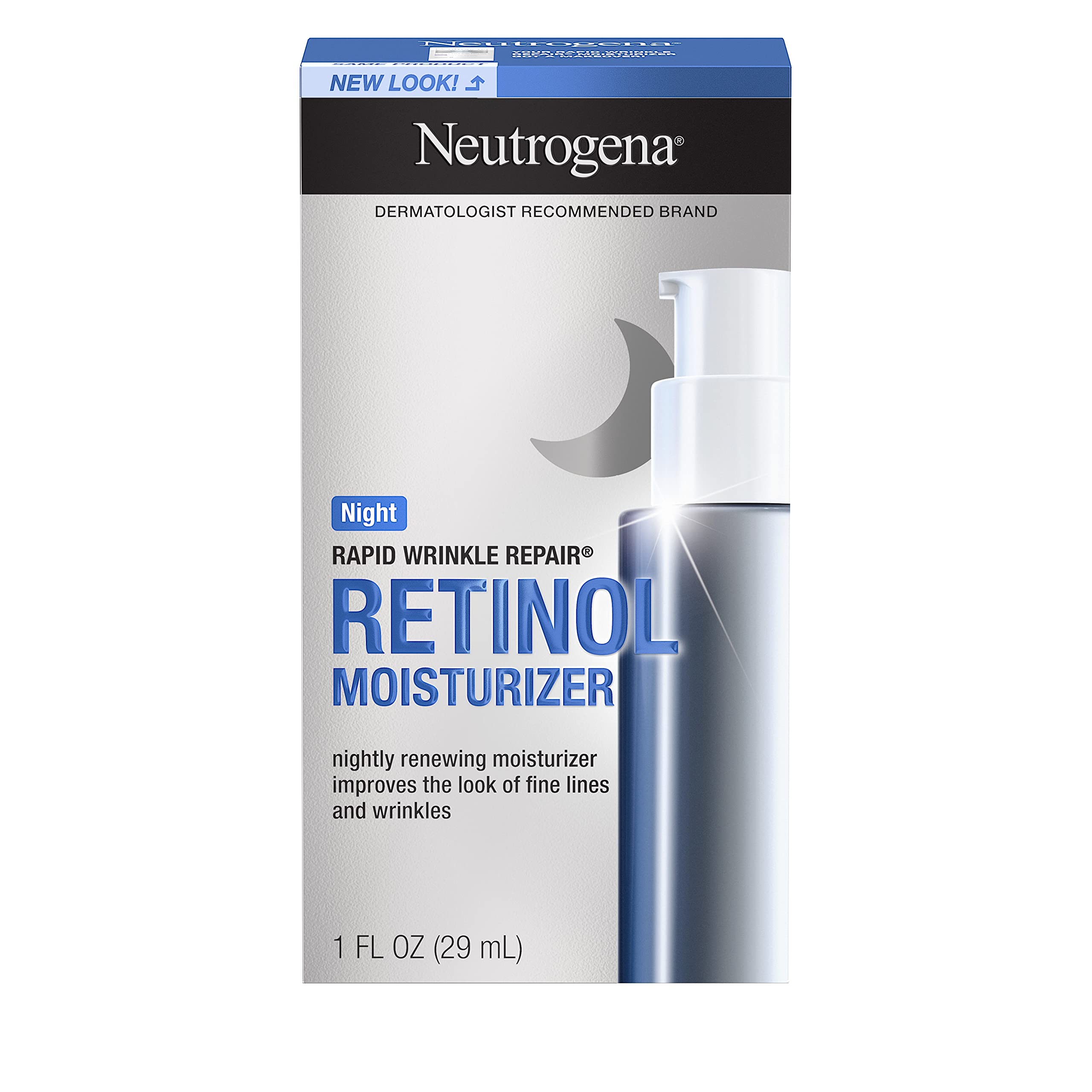 Neutrogena Rapid Wrinkle Repair Retinol Anti-Wrinkle Night Moisturizer Cream, Anti-Wrinkle Face & Neck Cream Moisturizer With Hyaluronic Acid & Retinol, Paraben-Free, 1 Fl. Oz