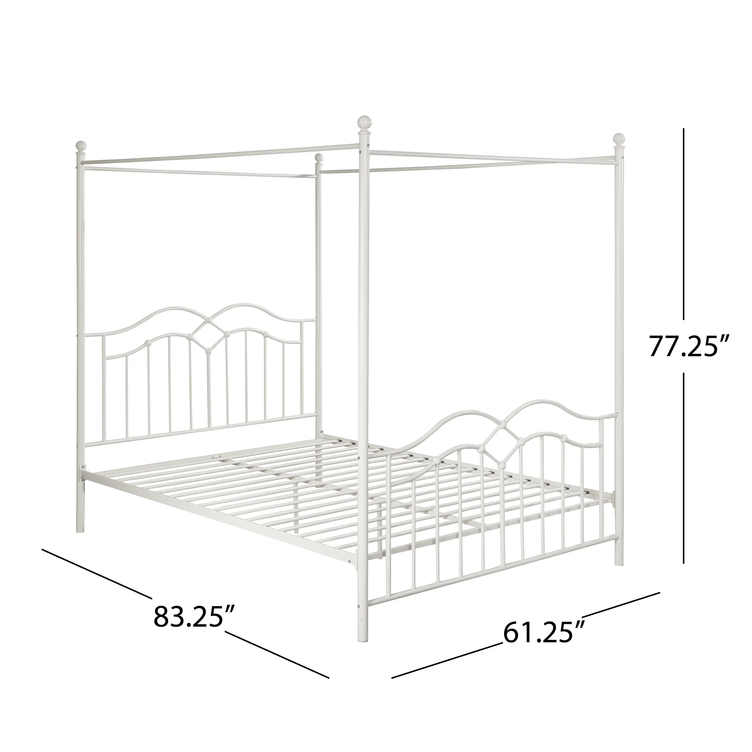 Noble House Selene Traditional Iron Canopy Queen Bed Frame, White