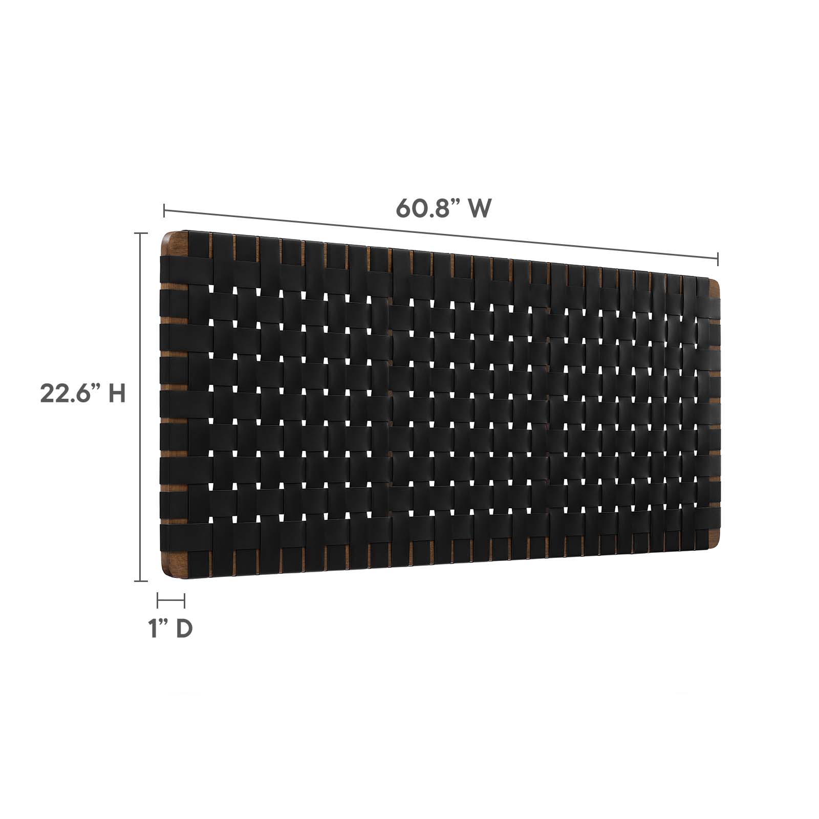 Modway Sparta Weave Wall-Mount Queen Vegan Leather Headboard in Walnut Black