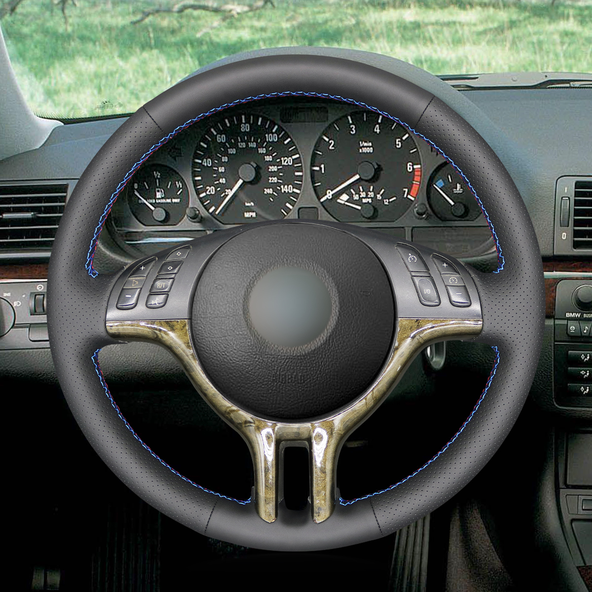 Mewant Black Auto Steering Wheel Cover for BMW 3 Series E46/5 Hatchback 2000-2004 E39 E53 Z3 E36/7 Car Accsesories