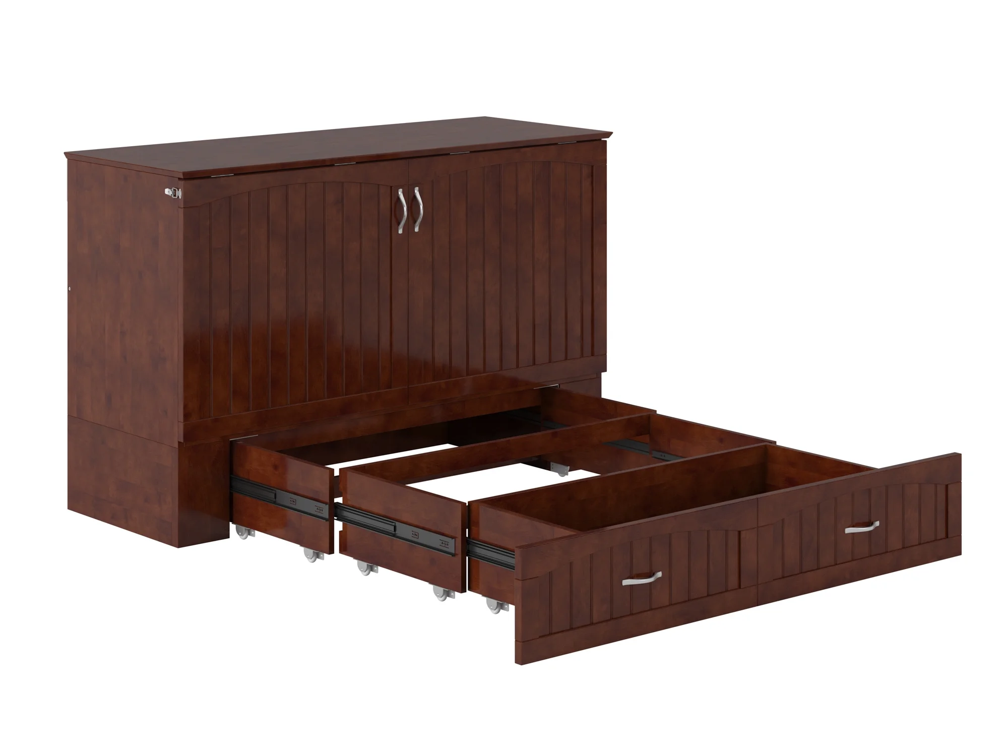 Southampton Murphy Bed Chest Queen Walnut with Charging Station