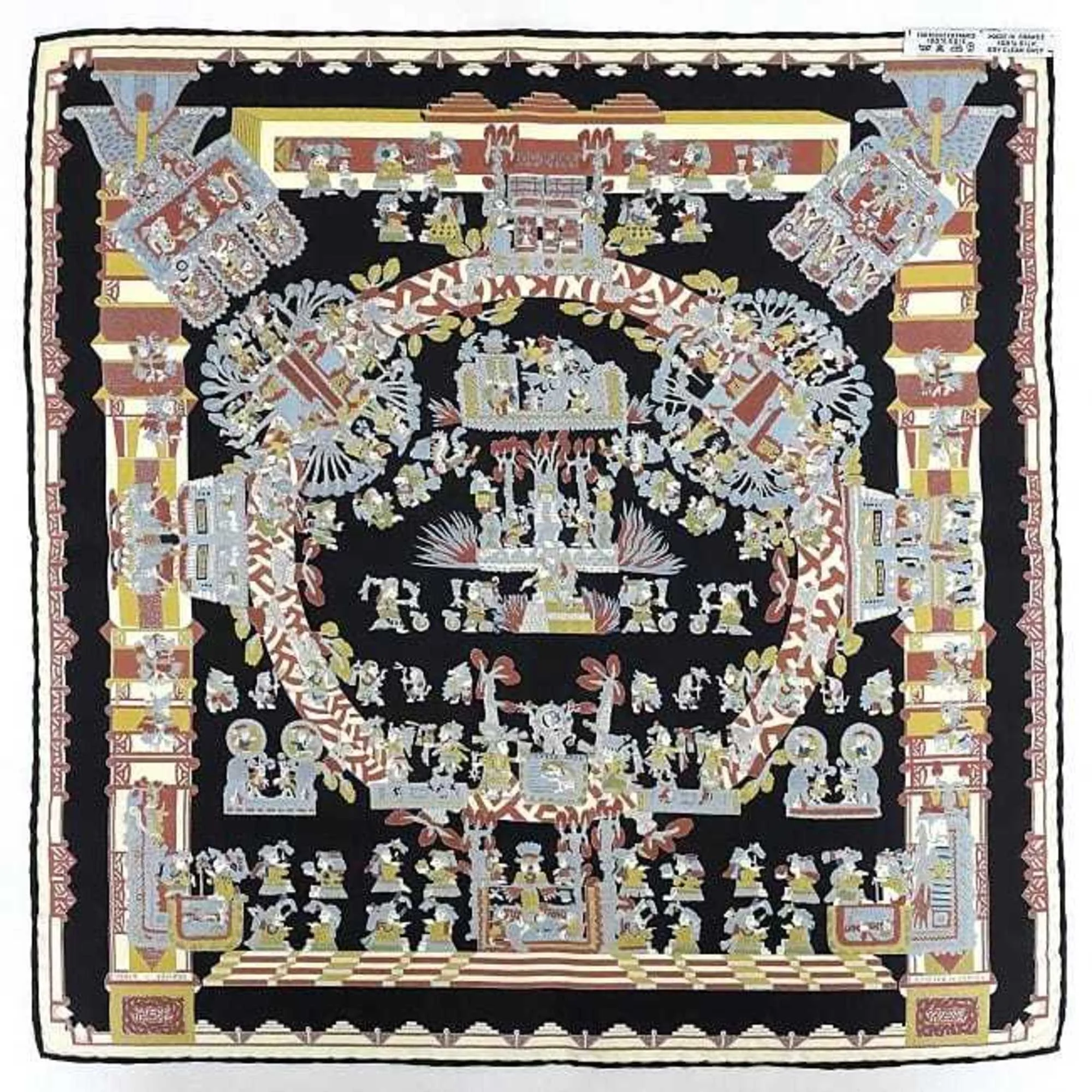 Pre-Owned Hermes Scarf Muffler Petite Carre 40 Black Multicolor Celestial Body and Sun Silk 100% HERMES Handkerchief ASTRES es SOLEILS Women's Size (Good)