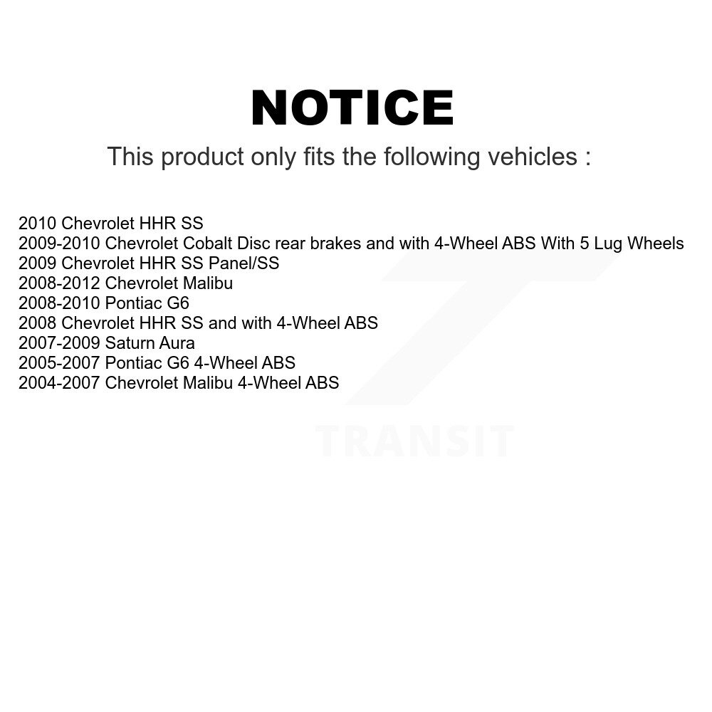Rear Wheel Bearing And Hub Assembly Pair For Chevrolet Malibu Pontiac G6 Cobalt HHR Saturn Aura K70-100635