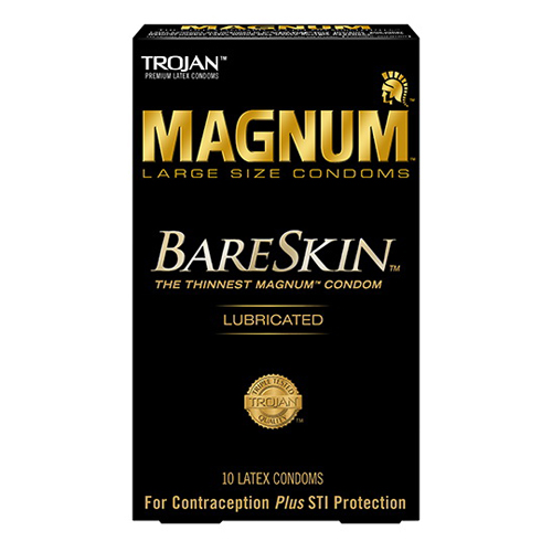 Trojan Magnum Large Size BareSkin Lubricated Latex Condoms -10 Ea, 2 Pack