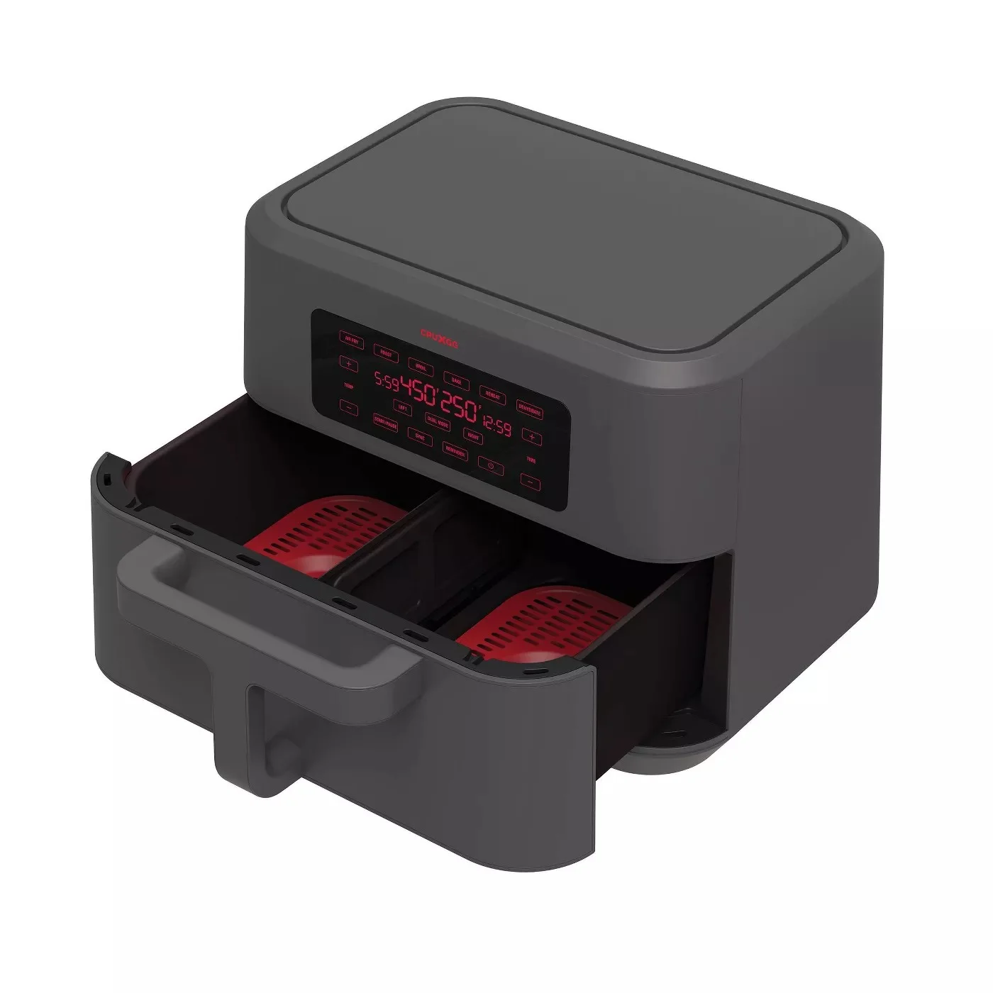 CRUXGG 6-in-1 9qt Air Fryer with TriZone Technology, Smoke Gray