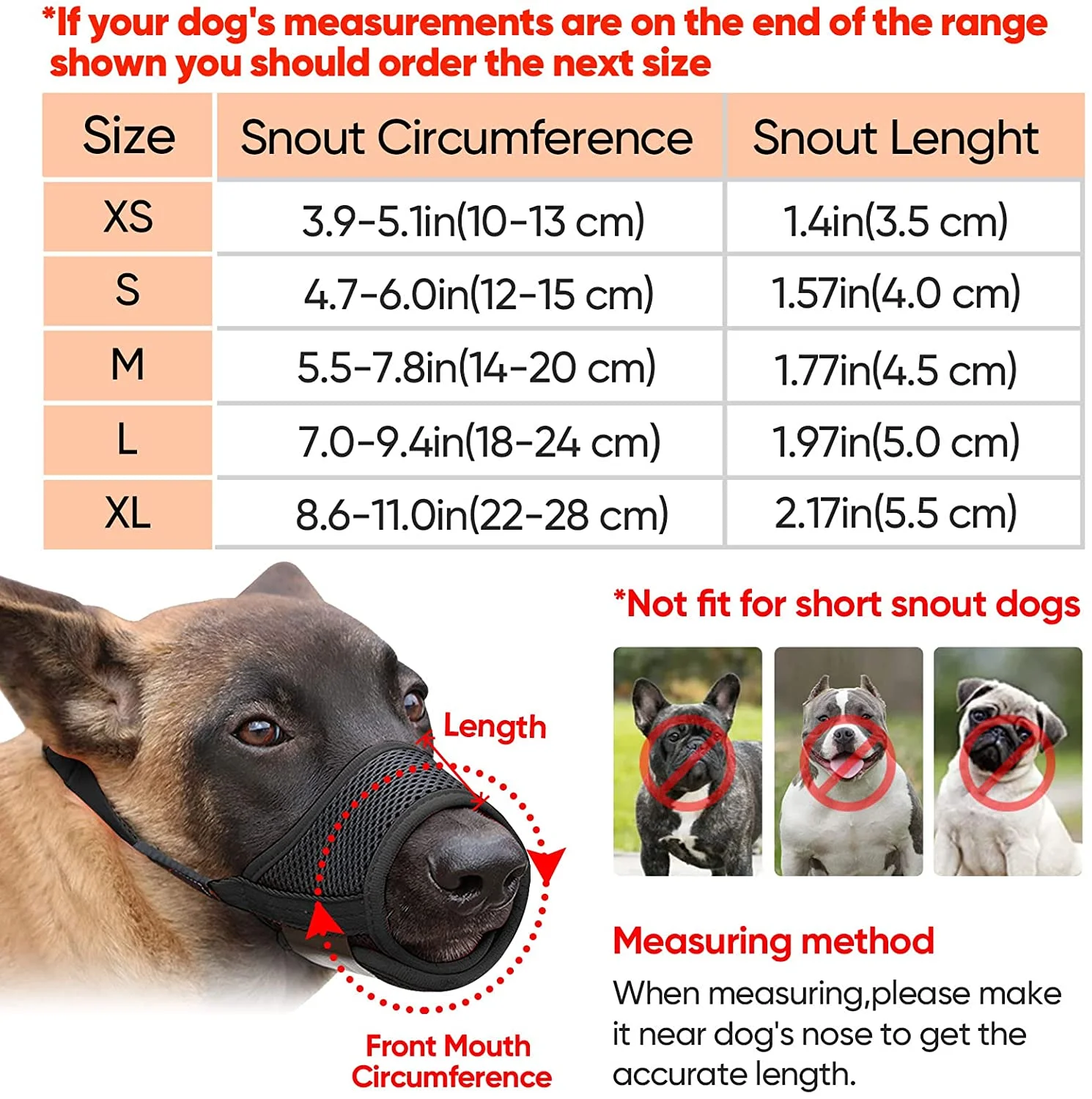 Heele Dog Muzzle Nylon Soft Muzzle Anti-Biting Barking SecureMesh Breathable Pets Mouth Cover for Small Medium Large Dogs 4 Colors 4 Sizes (M, Orange)