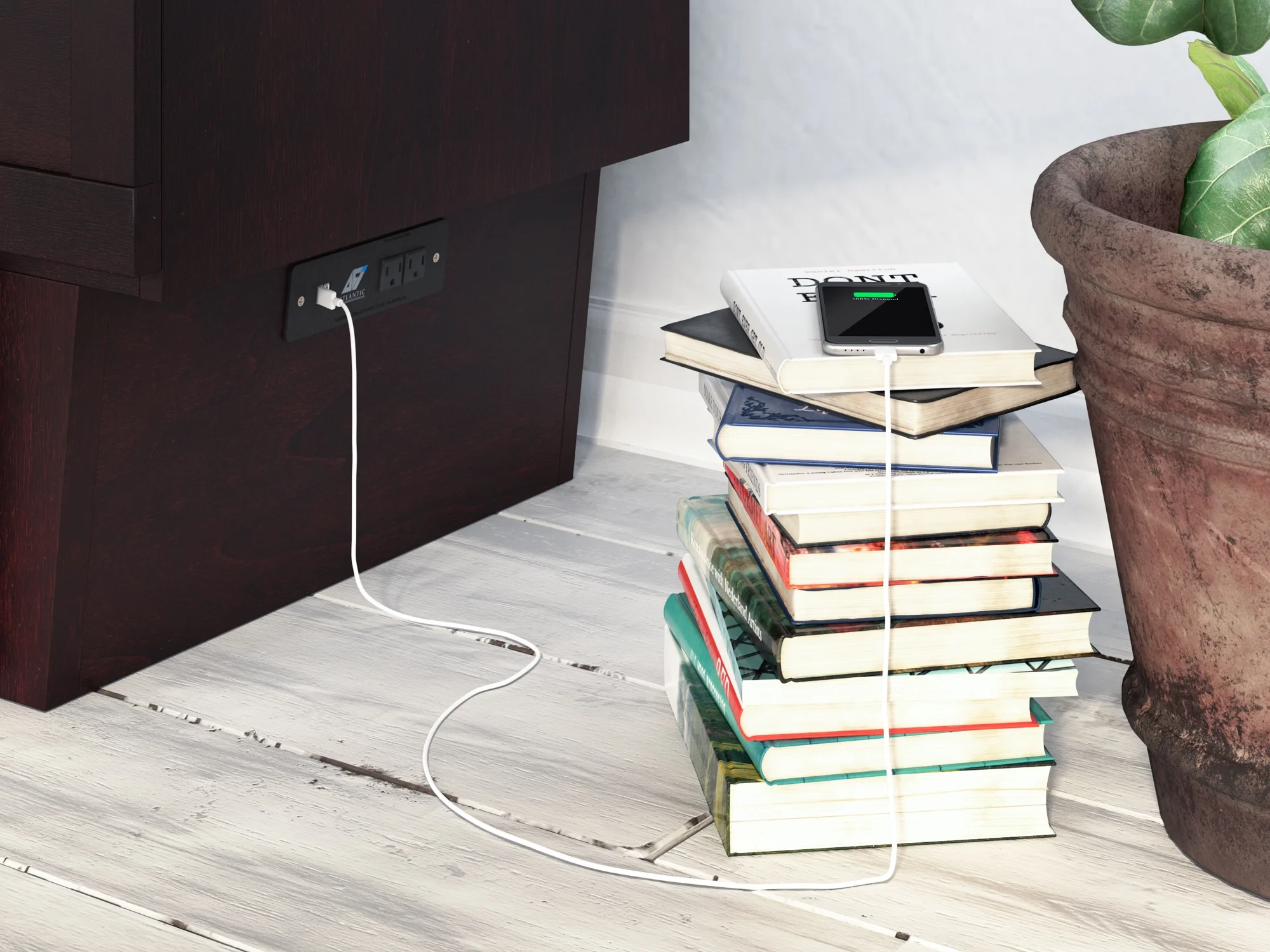 Monroe Murphy Bed Chest Queen Espresso with Charging Station