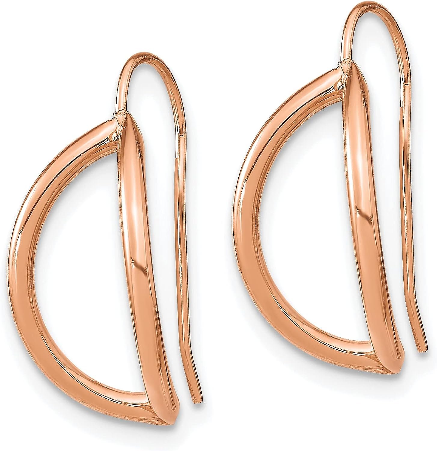 14k Rose Gold Half Circle Wire French Wire Earrings - 17mm