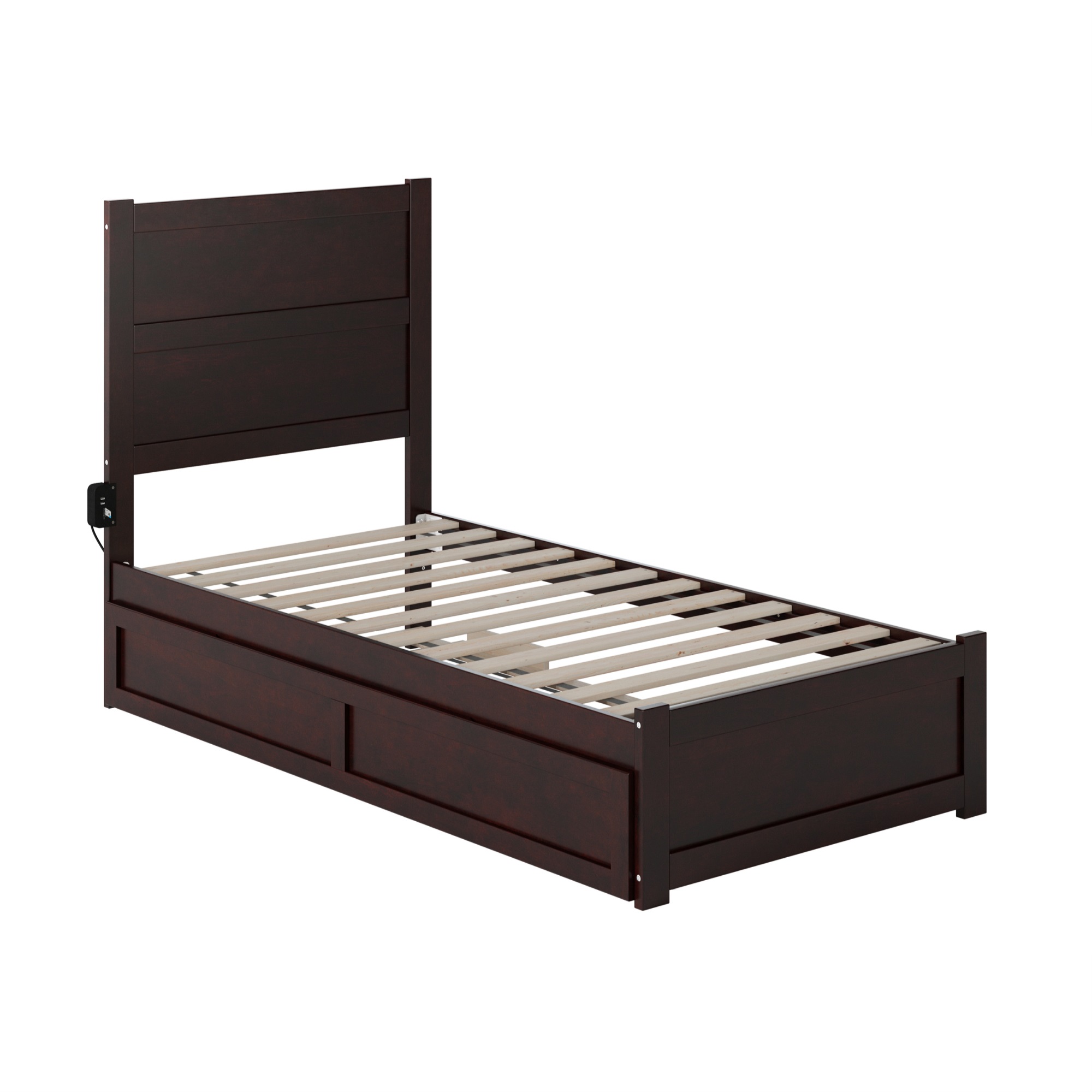 AFI NoHo Twin Solid Wood Bed with Footboard and Twin Trundle in Espresso