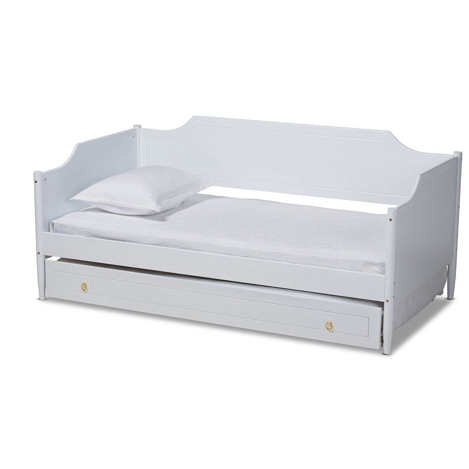 Bowery Hill White Finished Wood Twin Size Daybed with Roll-Out Trundle