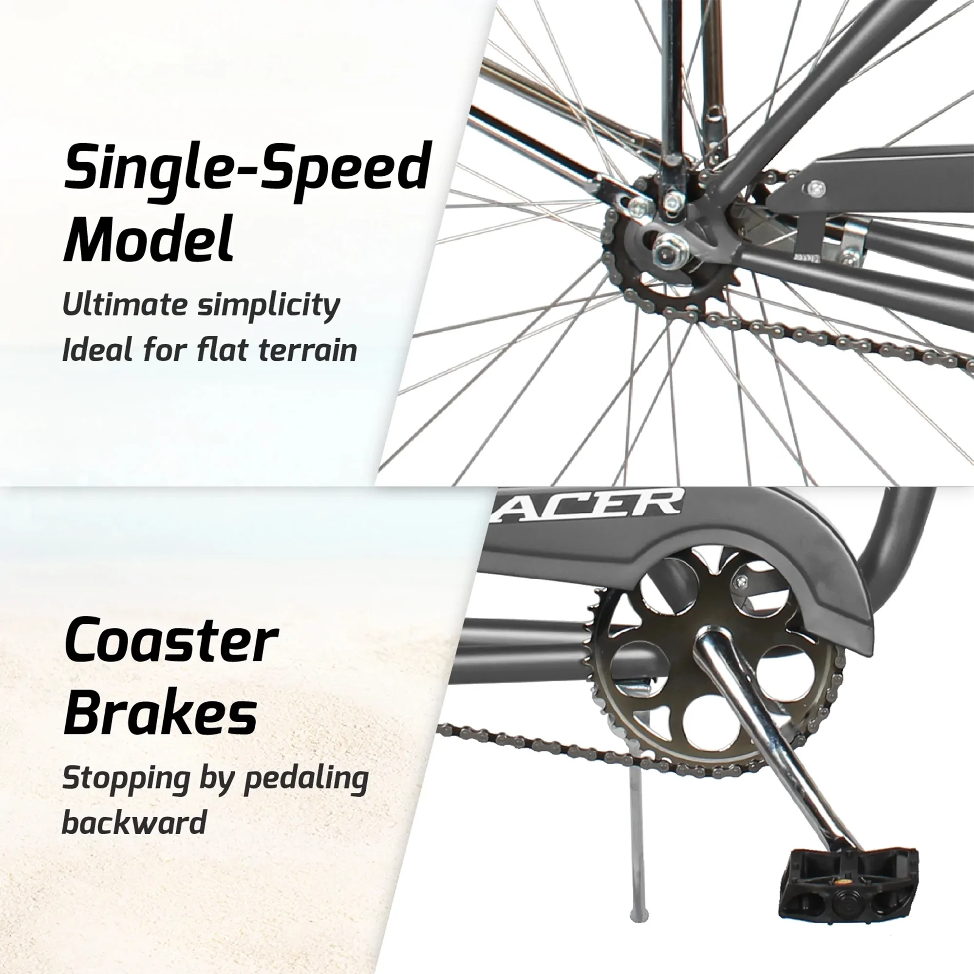 TRACER Taha 26 Inch Beach Cruiser 7 Speed Steel Men's Bicycle, Black