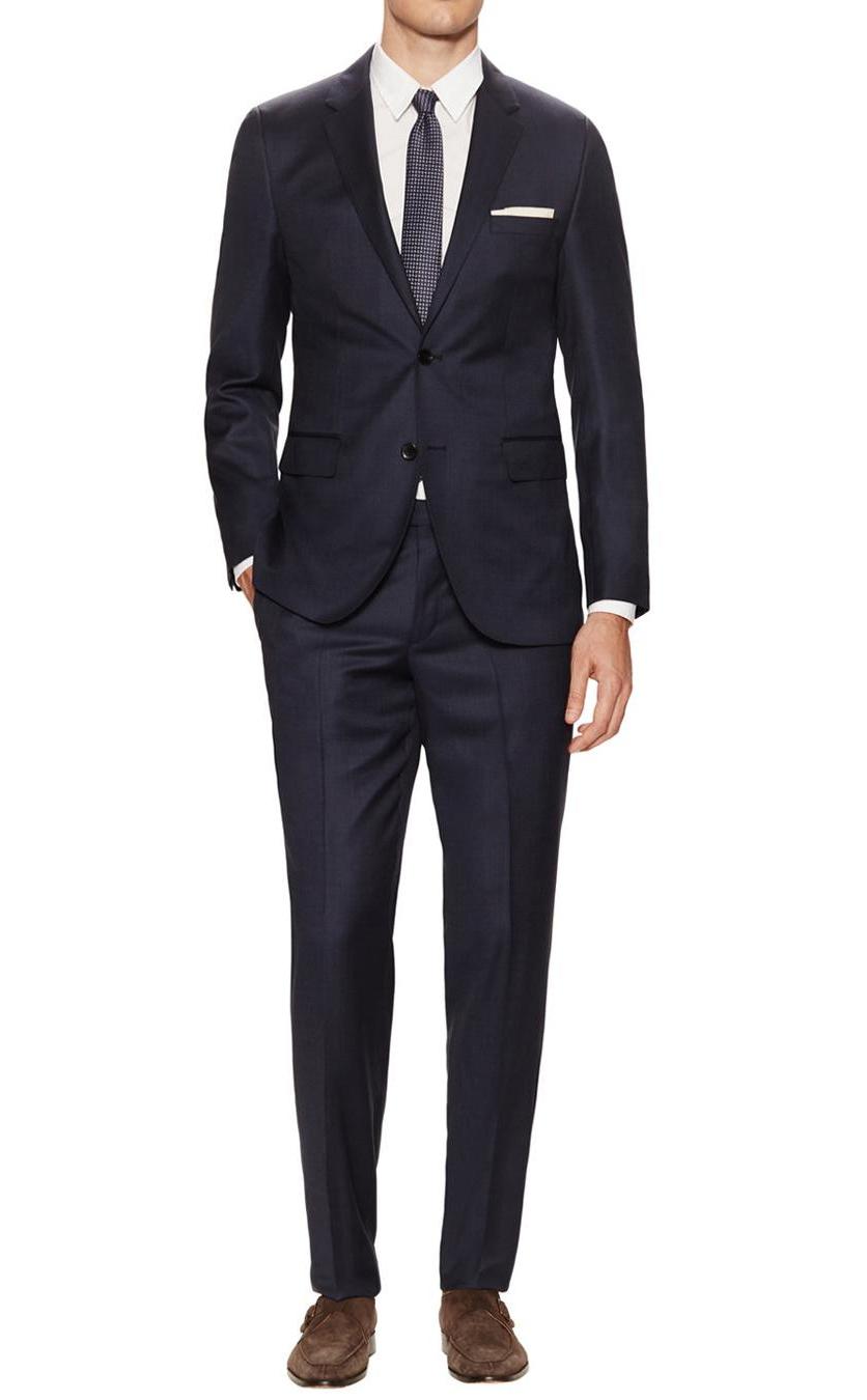 Mens Flat Front Pant 2-piece Blue Gray Birdseye Cotton